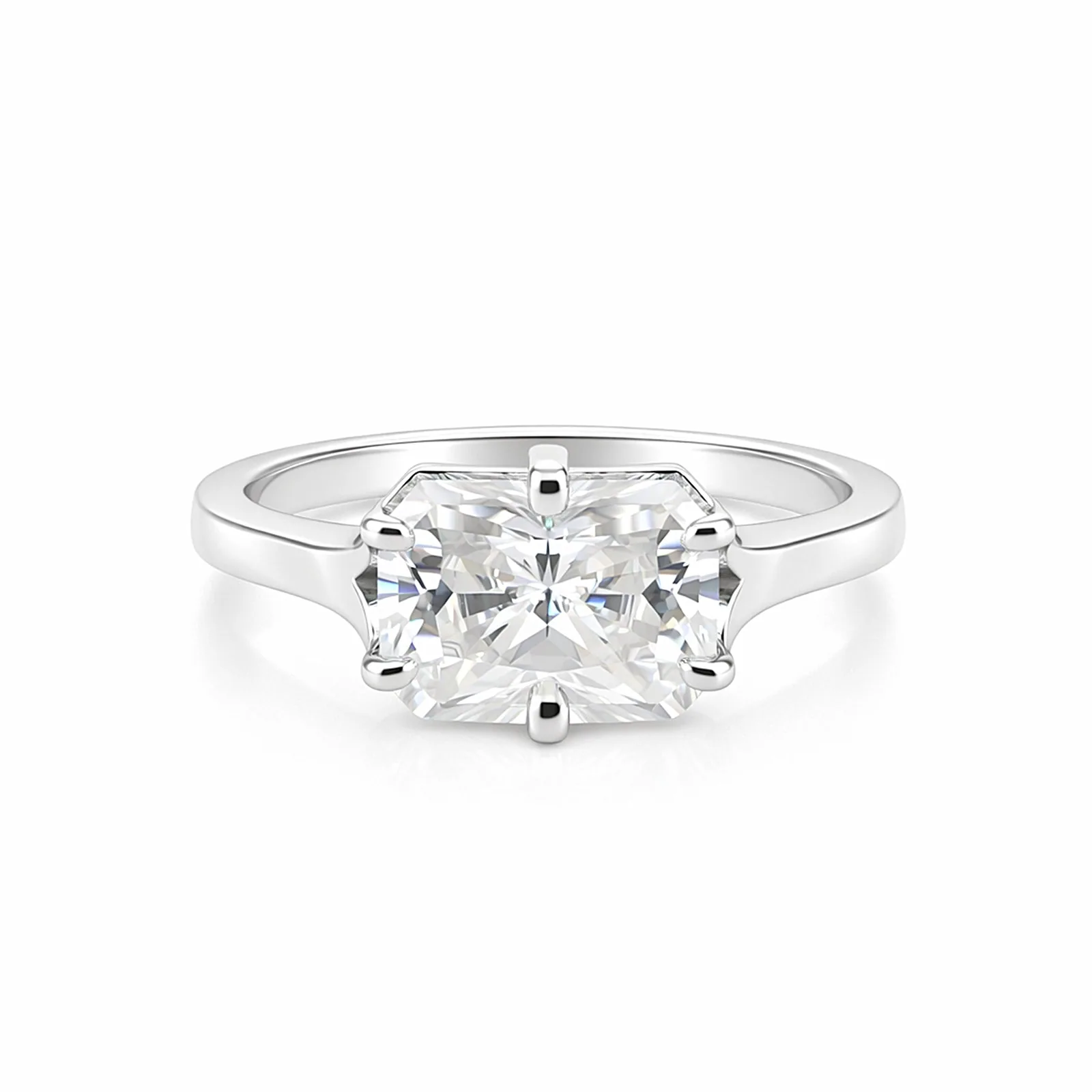 3.10 Ct Radiant Cut Moissanite Ring — VS1 Clarity, 18k Gold Vermeil