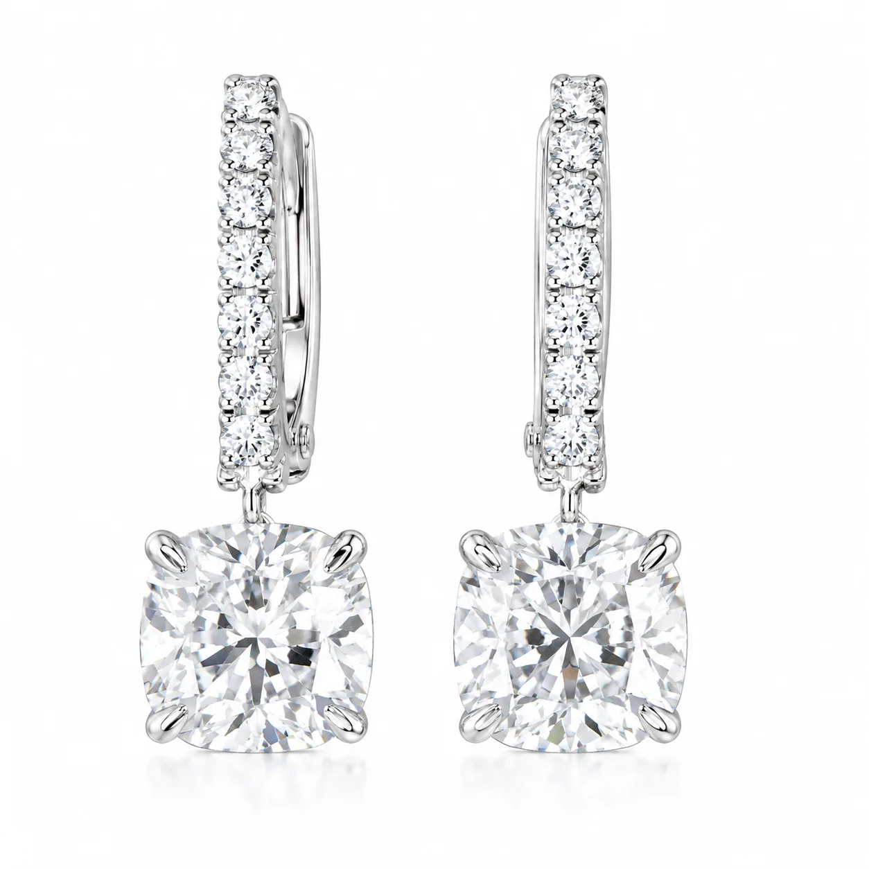 4.00 ct DEW Certified White Moissanite Dangler Earrings In Gold Vermeil