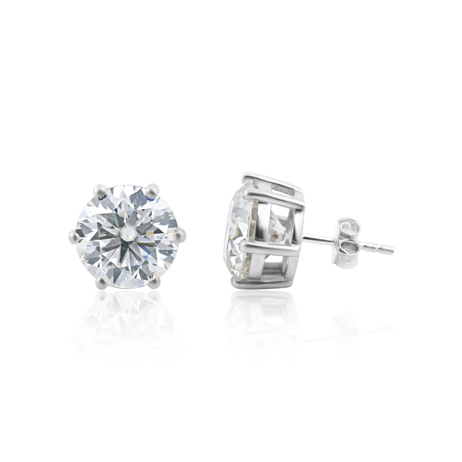 9.00 ct DEW Certified F VS1 White Moissanite Stud Earrings in Gold Vermeil