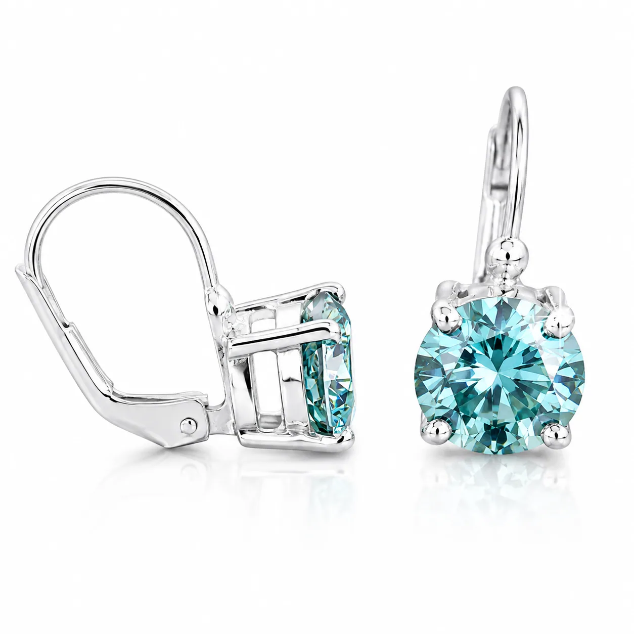 3.00 ct DEW Certified Blue Moissanite Dangler Earrings in Gold Vermeil For Love