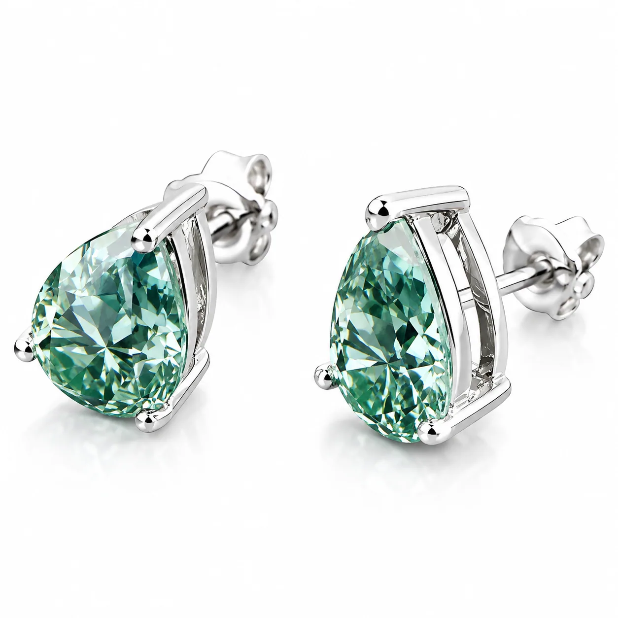 6.00 ct DEW Certified Blue Moissanite Stud Earrings in Gold Vermeil For Love