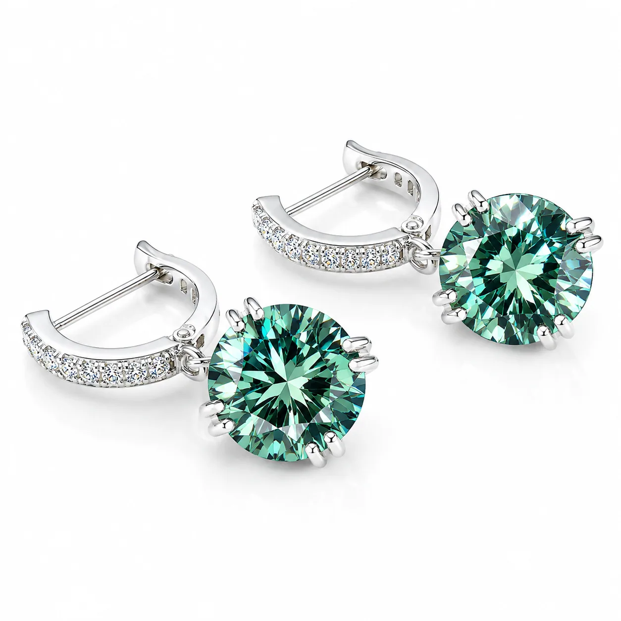 15 ct DEW Certified Blue Moissanite Dangler Earrings Gold Vermeil For Birthday - view 7