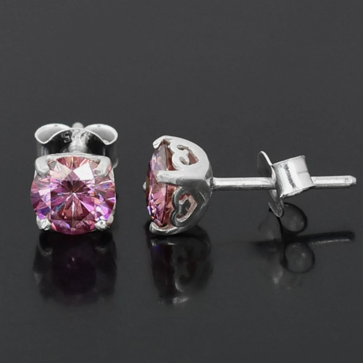 Certified 5.60 ct DEW White & Pink Moissanite Dangler Earrings In Gold Vermeil - view 5