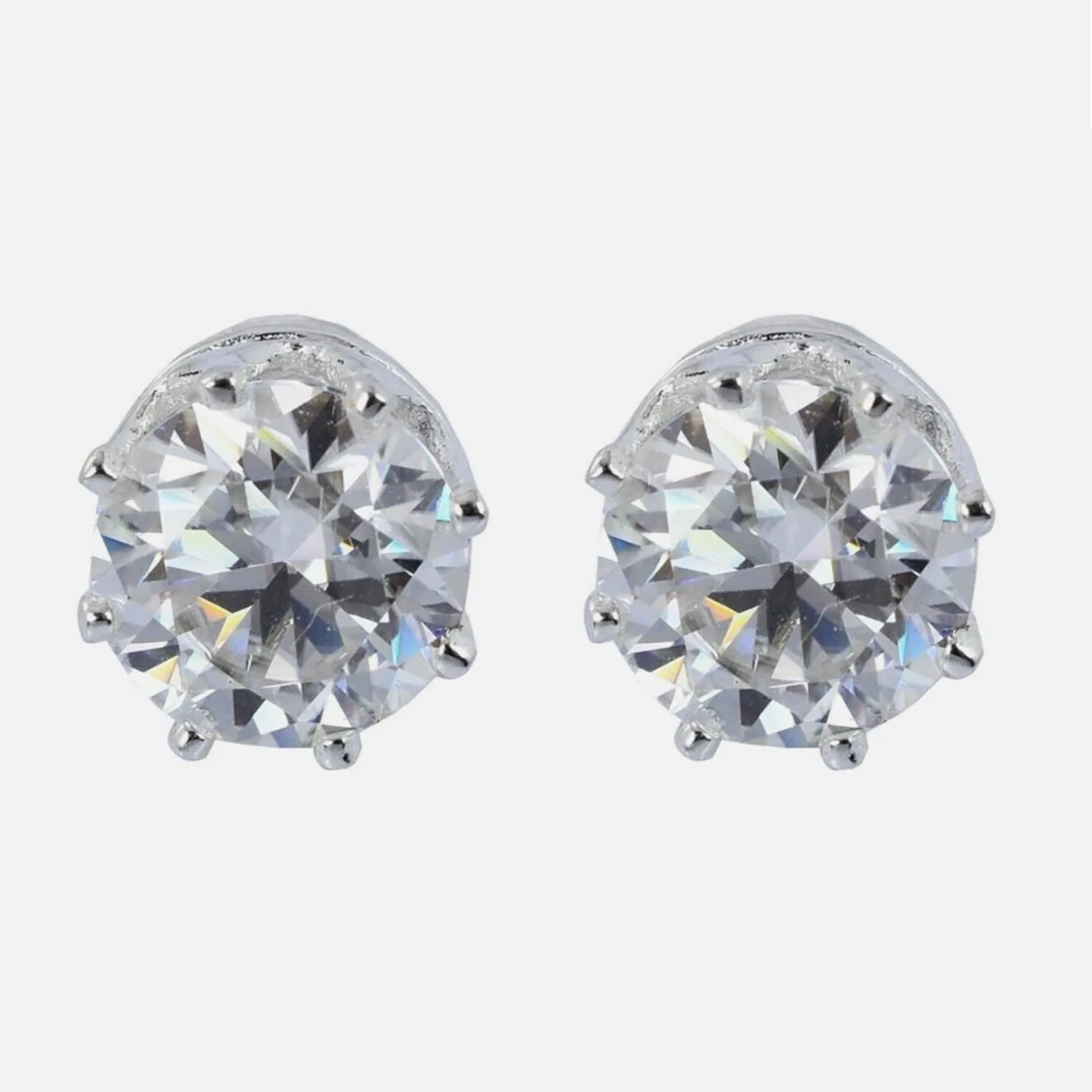5.00 ct DEW Certified Round Cut White Moissanite Solitaire Studs Gold Vermeil