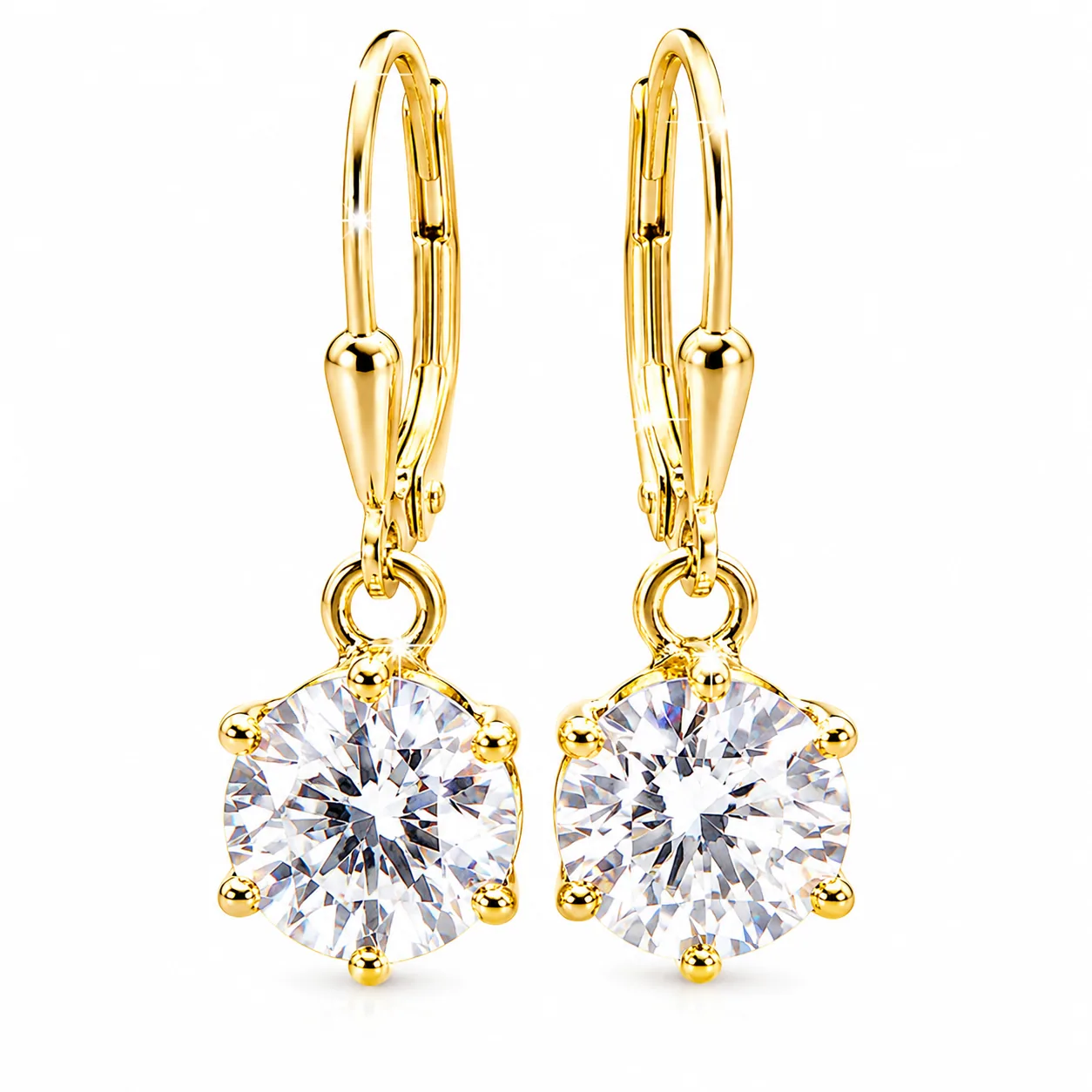 4.00 ct DEW Moissanite Solitaire Dangler Earrings Yellow Finish In Gold Vermeil
