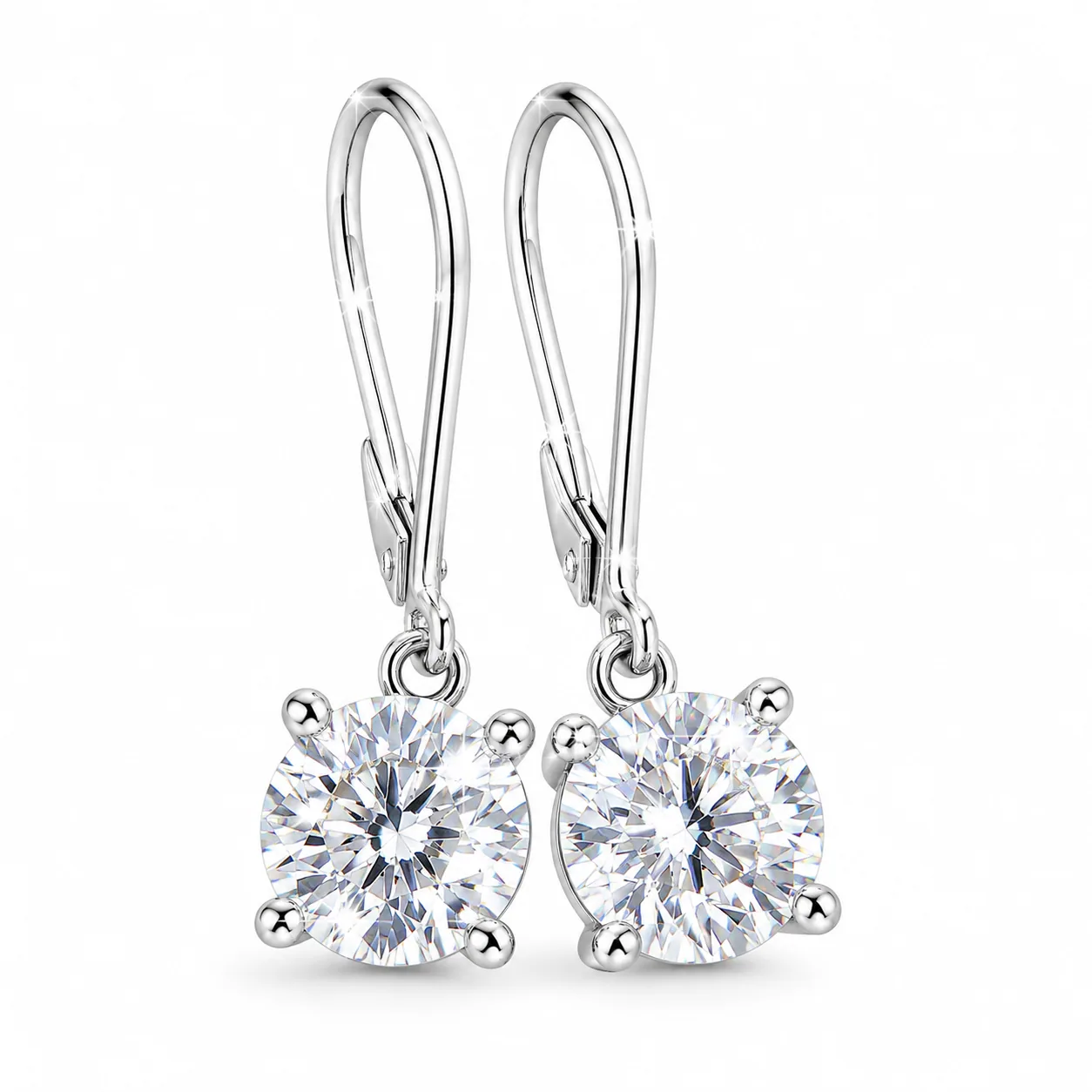 4 ct DEW Certified White Moissanite Gold Vermeil Dangler Earrings In Gold Vermeil