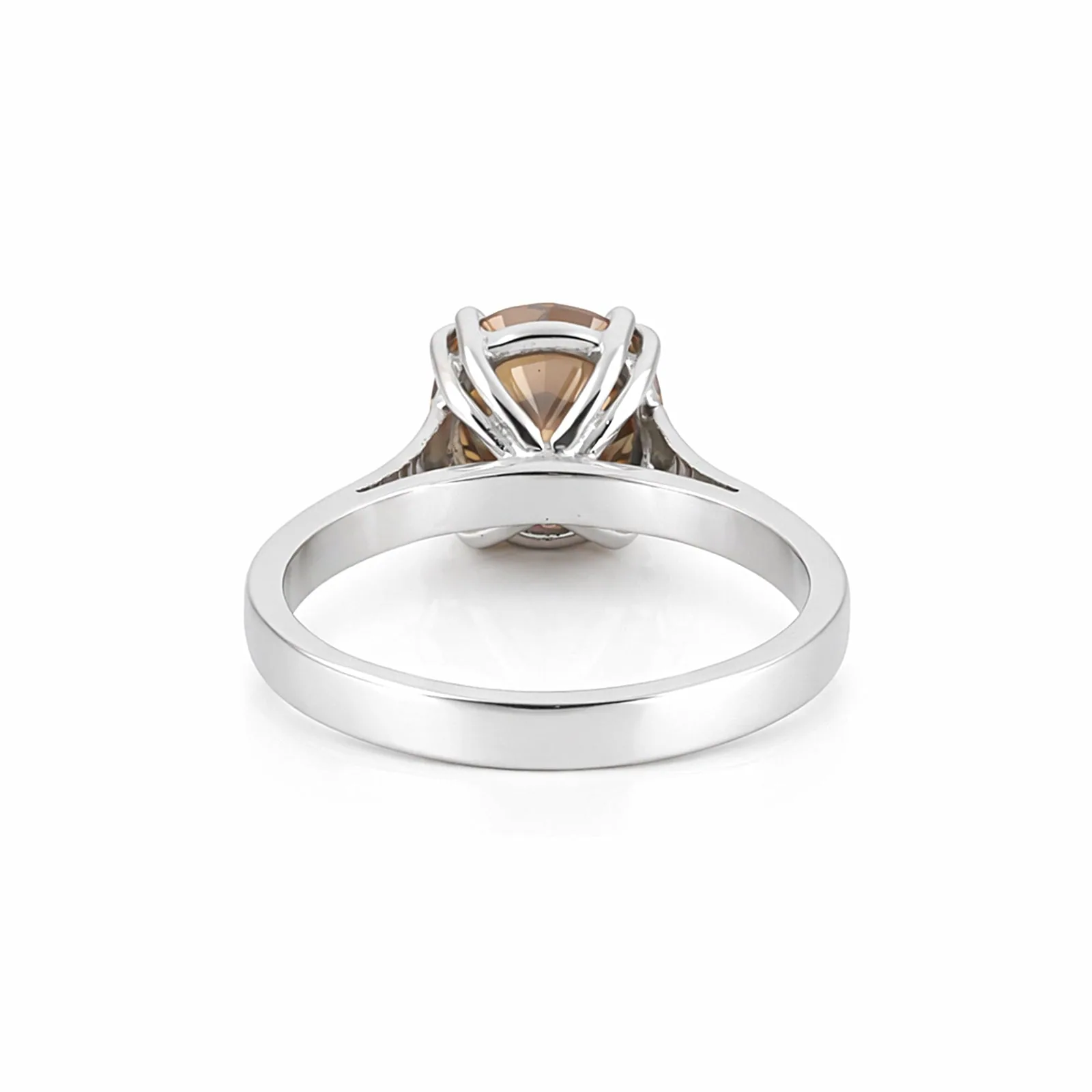 Certified 3.45 ct DEW Round Cut Champagne Moissanite Solitaire Ring in Gold Vermeil - view 3