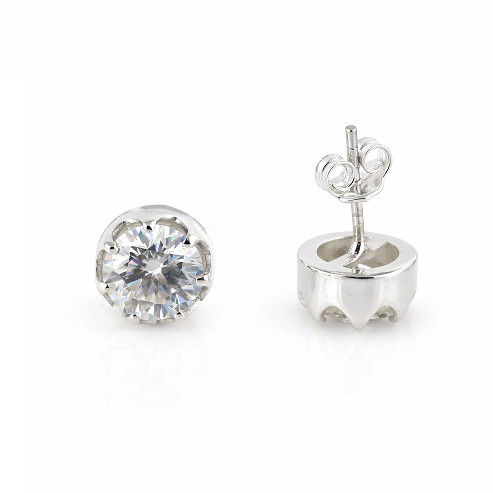 3.20 Ct Round Cut Moissanite Stud Earrings VS1 - view 4