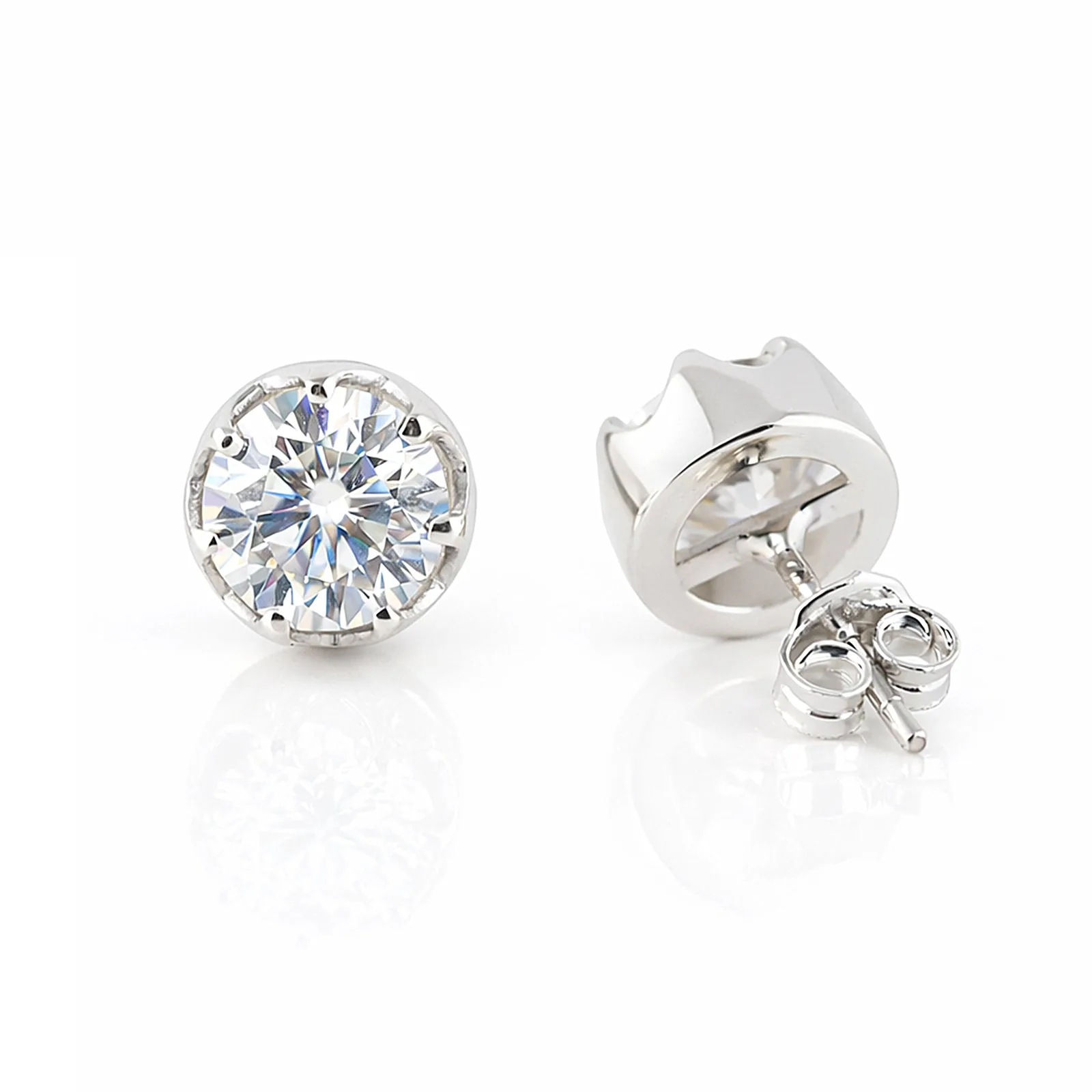 3.20 Ct Round Cut Moissanite Stud Earrings VS1 - view 5