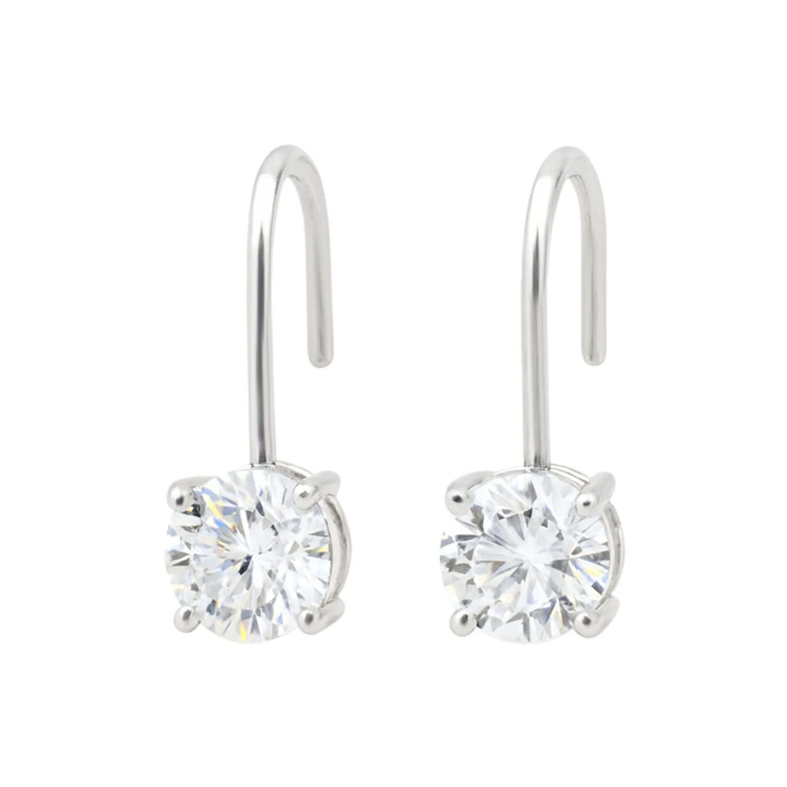 10 ct DEW White Moissanite Dangler Earrings Gold Vermeil Certified Great Sparkle