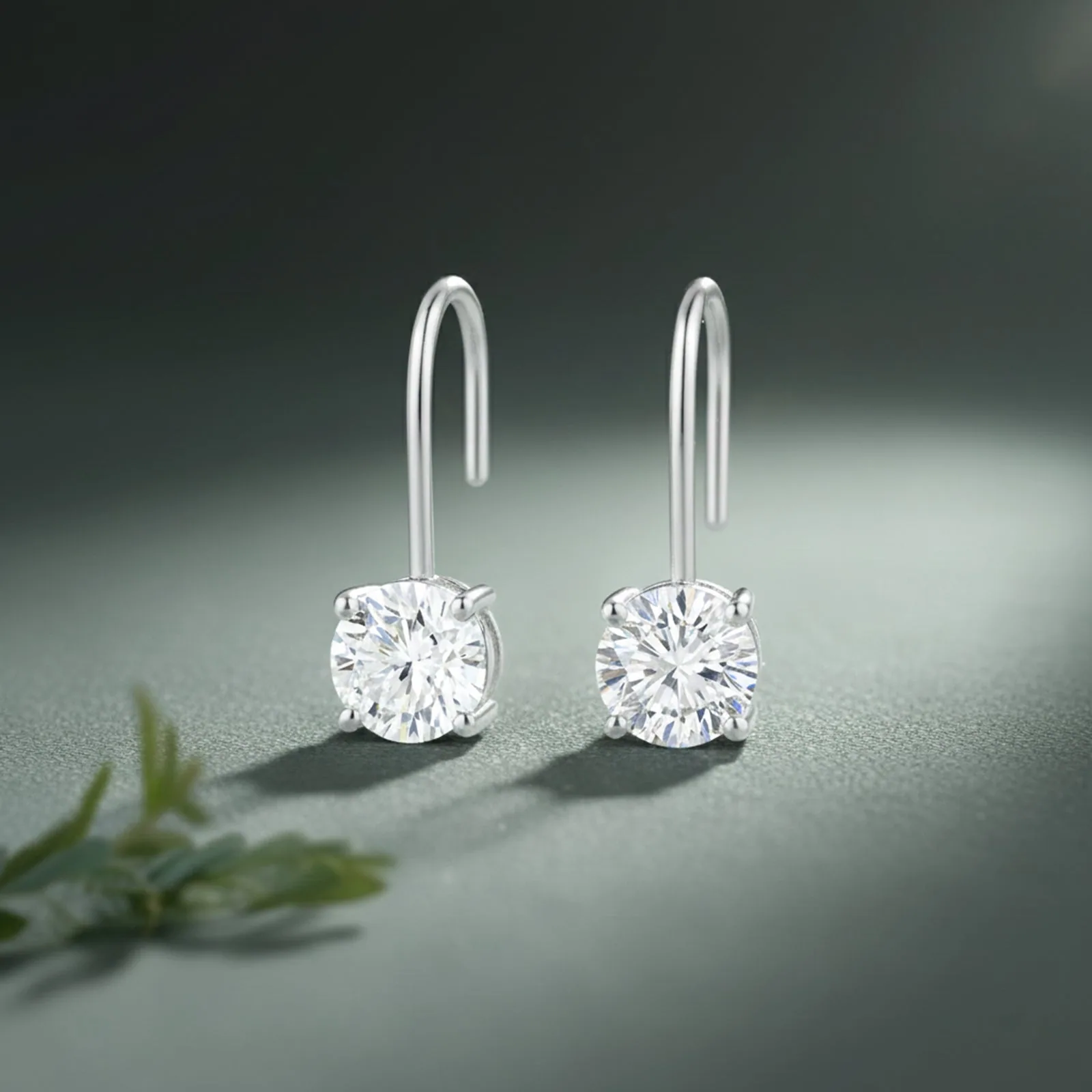 10 ct DEW White Moissanite Dangler Earrings Gold Vermeil Certified Great Sparkle - view 2