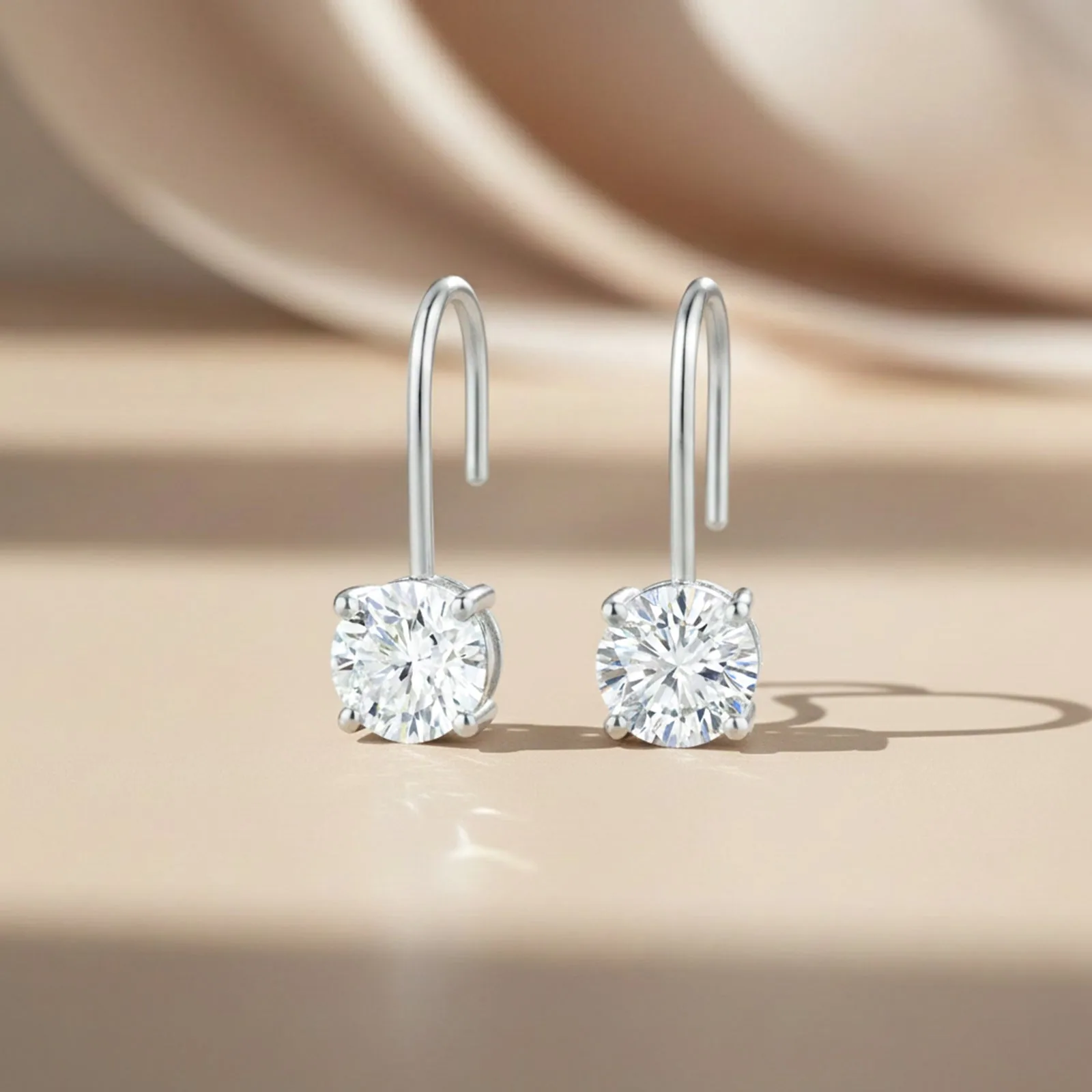 10 ct DEW White Moissanite Dangler Earrings Gold Vermeil Certified Great Sparkle - view 3
