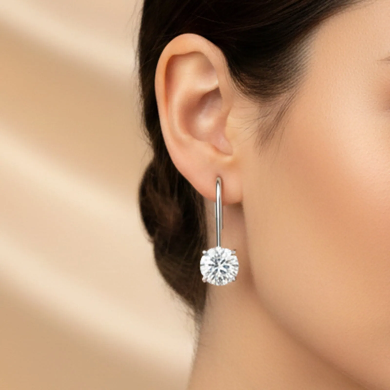 10 ct DEW White Moissanite Dangler Earrings Gold Vermeil Certified Great Sparkle - view 4