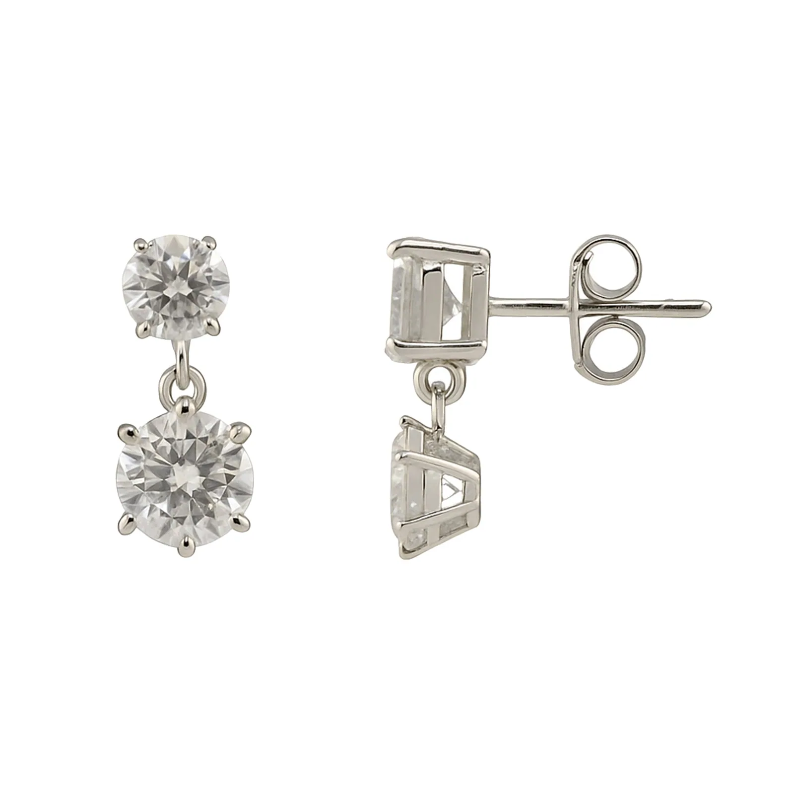 Certified 6.00 ct DEW White Moissanite Designer Dangler Earrings in Gold Vermeil