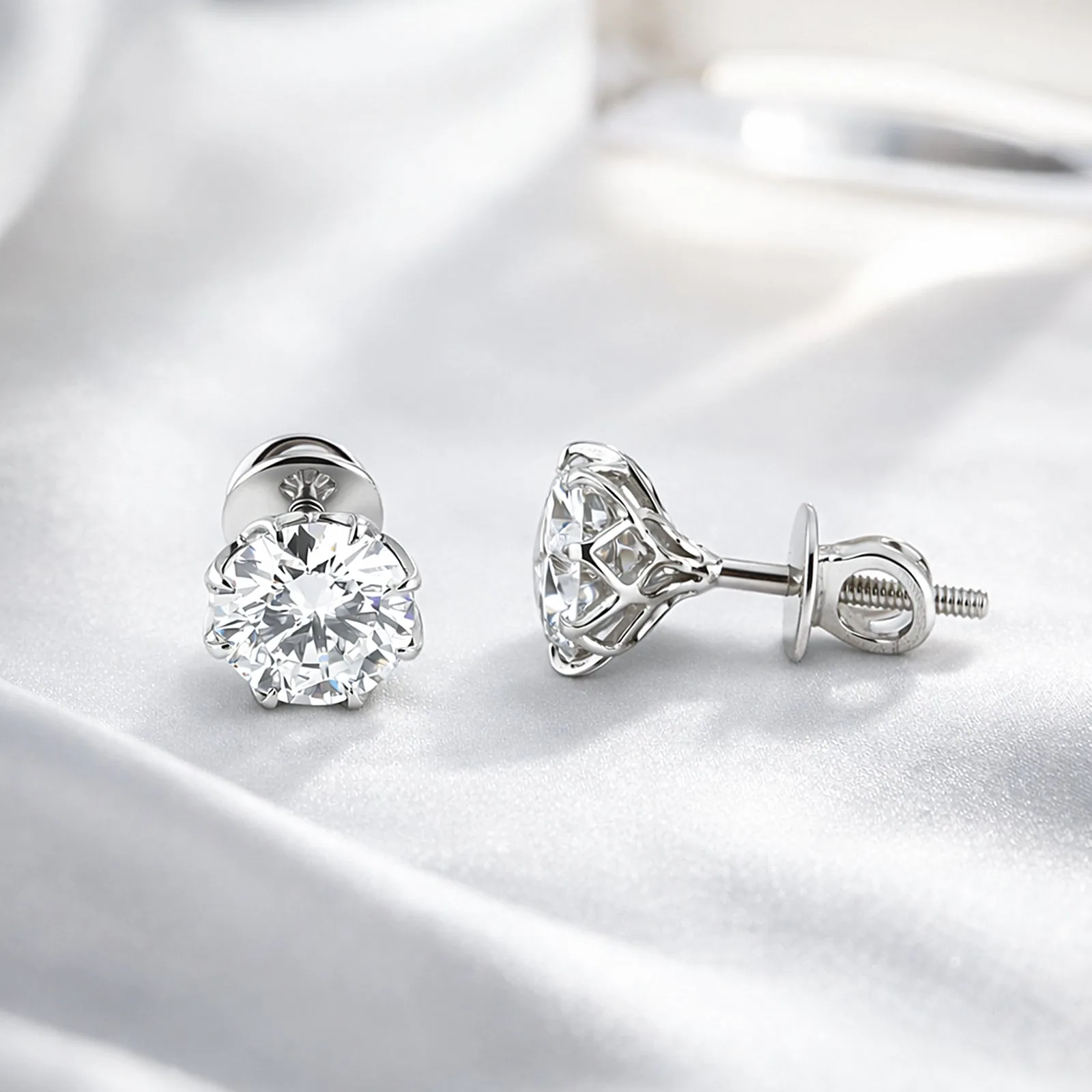12.00 ct DEW Certified Round Cut Moissanite Studs Earrings In Gold Vermeil - view 5
