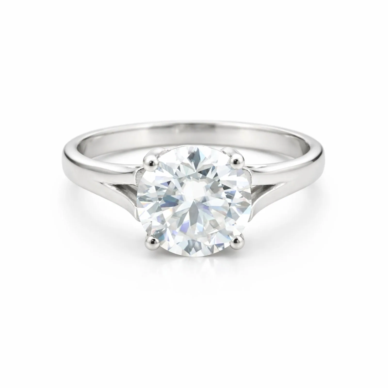 2.80 ct DEW Round Cut White Moissanite Solitaire Ring Certified 18K Gold Plated