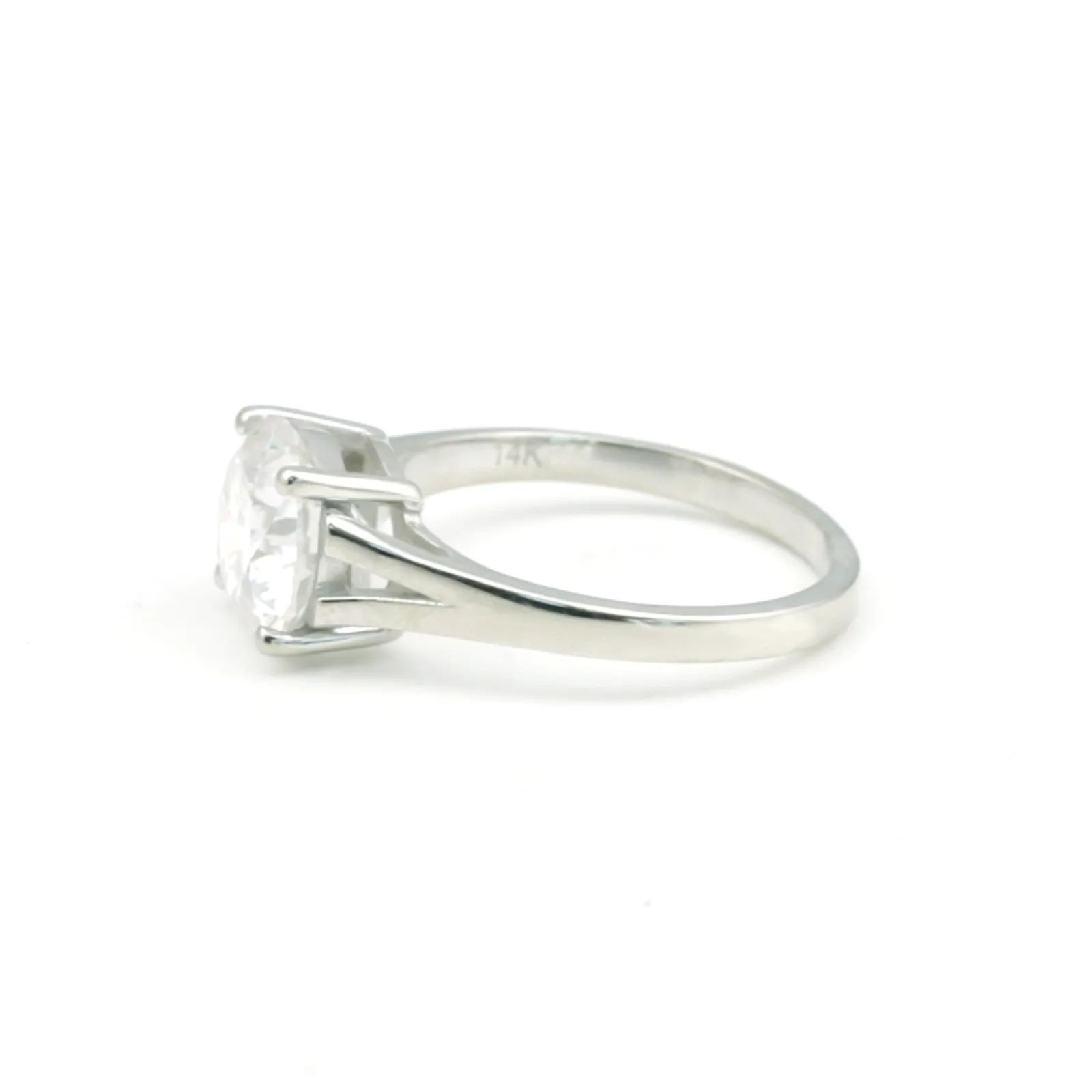 3 ct DEW Round Cut White Moissanite Solitaire Ring In Gold Vermeil Certified - view 2