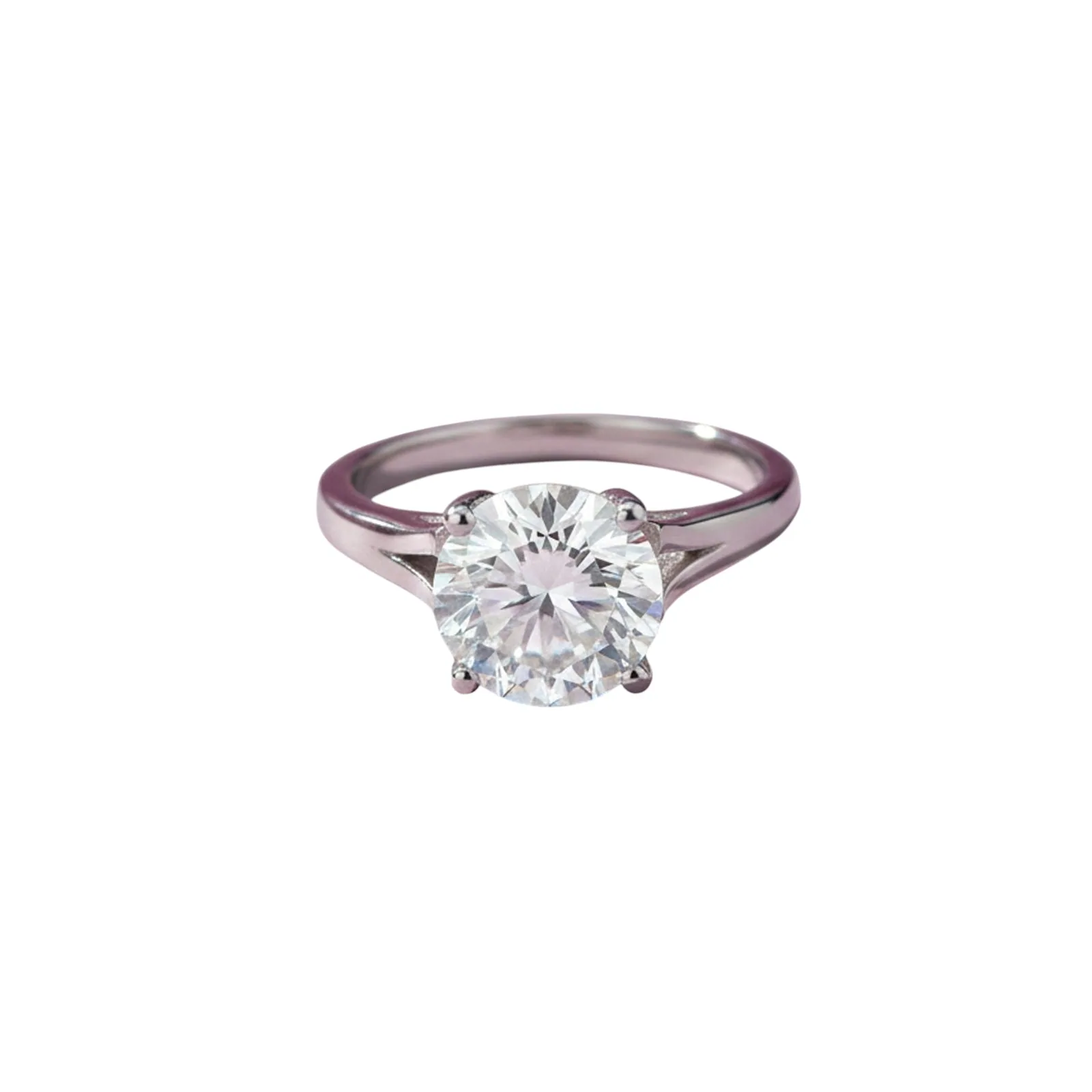 3.40 Ct Round Cut Moissanite Ring — VS1 Clarity, 18k Gold Vermeil