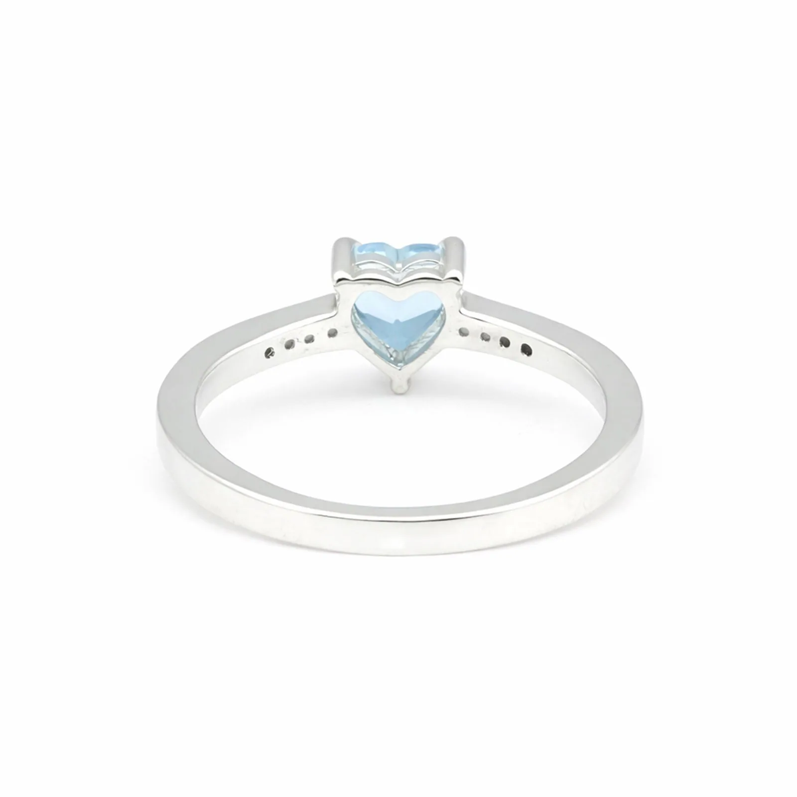 Blue Aquamarine Solitaire Ring 6.00 Ct. Heart Cut 925 Sterling Silver Stackable - view 3