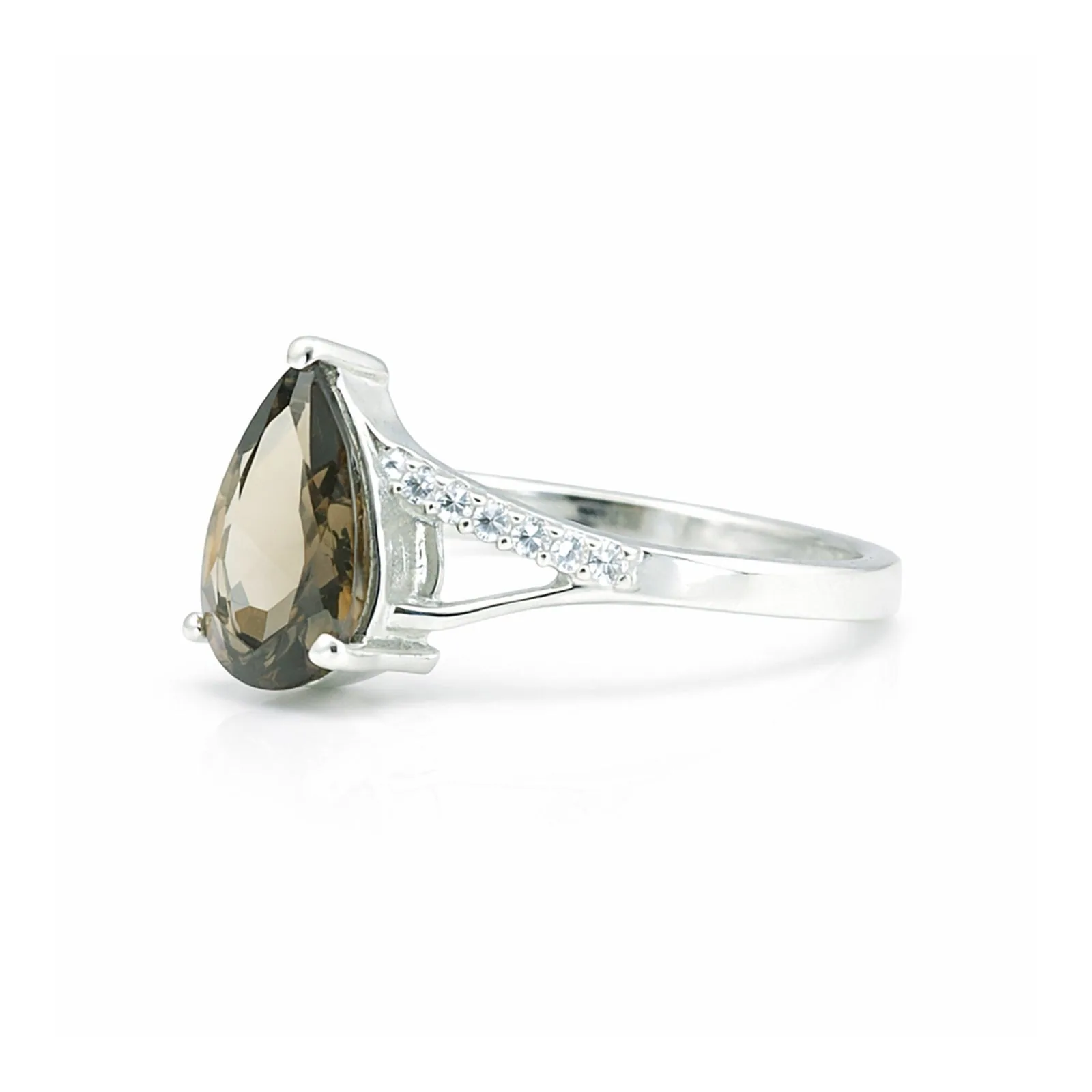 Brown Topaz Pear Cut Solitaire Ring 6.60 Ct. 925 Sterling Silver Gift for Her - view 2