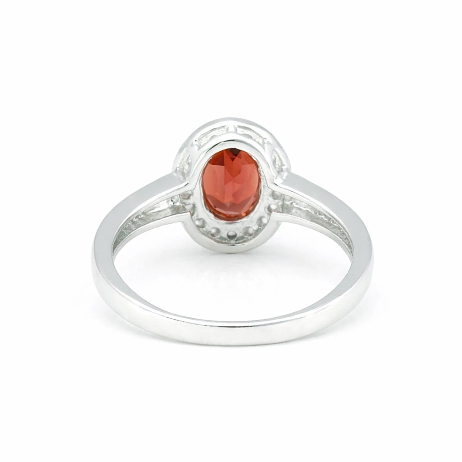 Red Garnet Solitaire Ring 4.85 Ct. Oval Cut 925 Sterling Silver Stackable Band - view 3