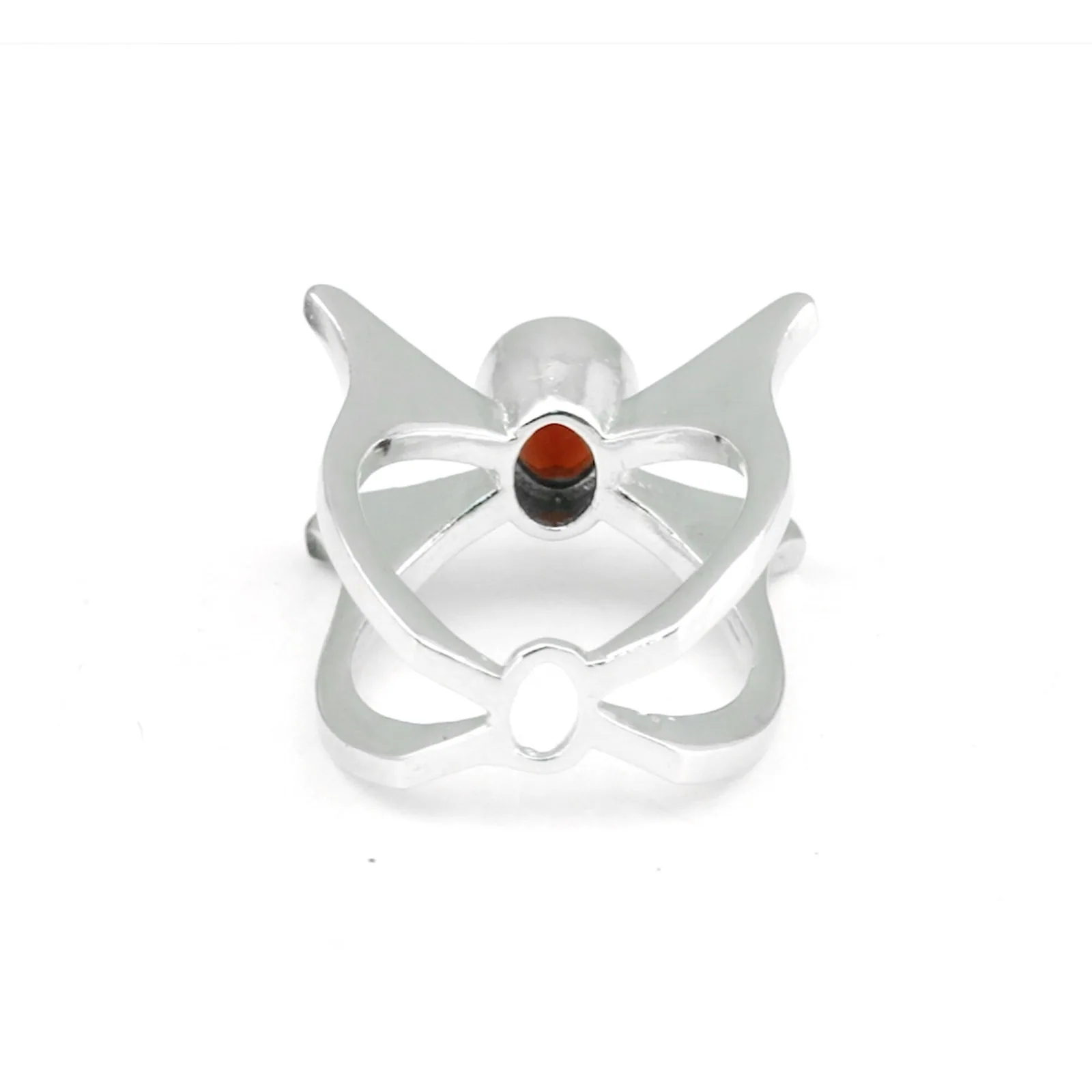Red Garnet Solitaire Ring 3.65 Ct. Oval Cut 925 Sterling Silver Stackable Band - view 3