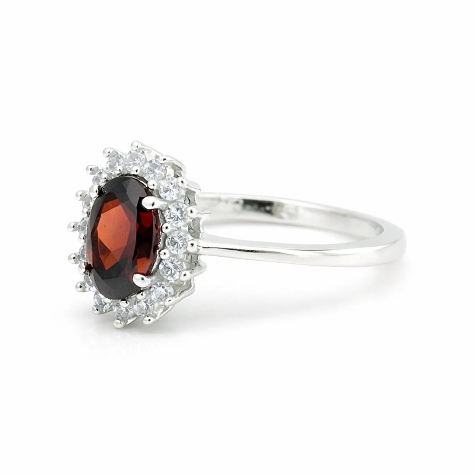 Garnet Gemstone Ring 4.80 Ct. Oval Cut 925 Sterling Silver Wedding Gift Her - view 2
