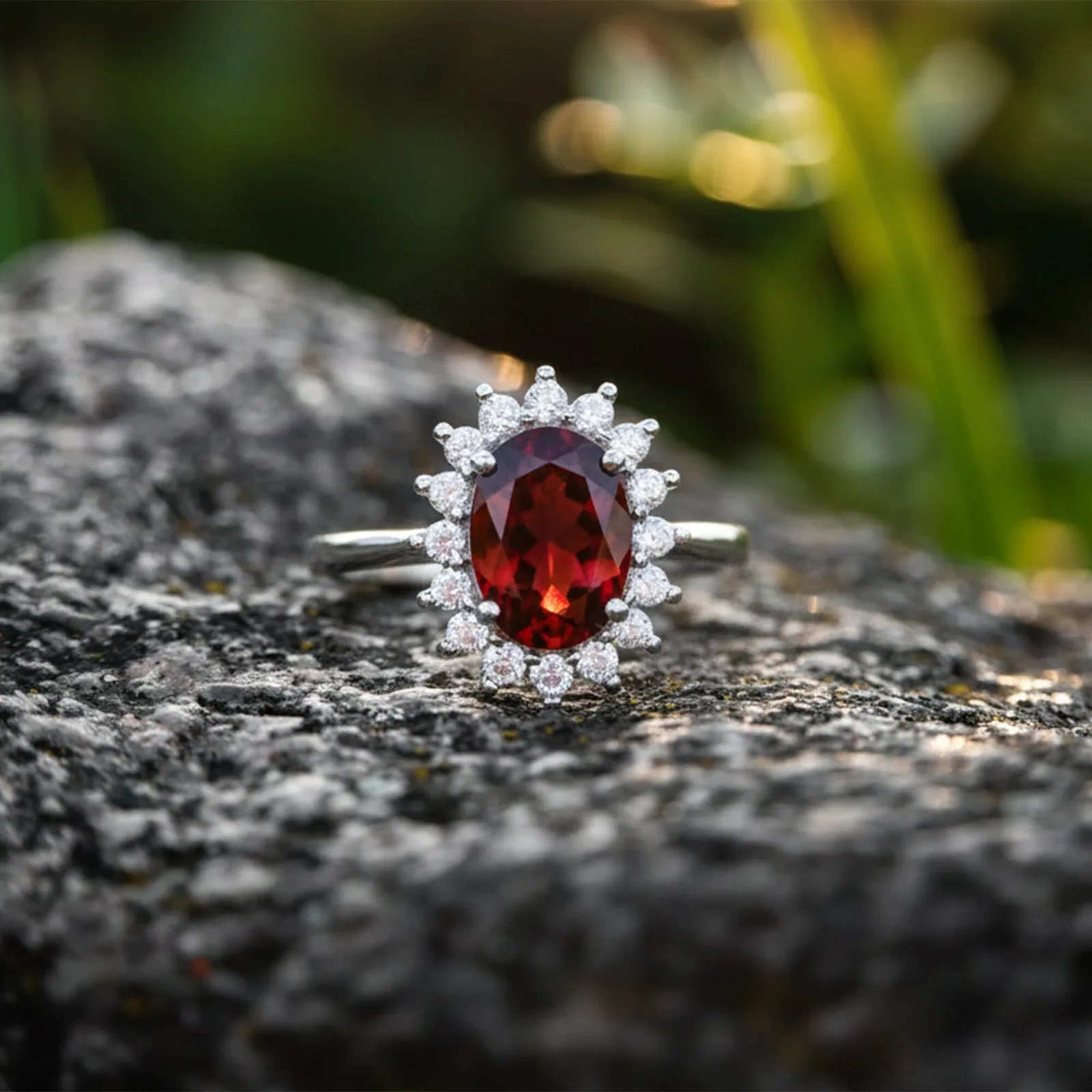 Garnet Gemstone Ring 4.80 Ct. Oval Cut 925 Sterling Silver Wedding Gift Her - view 4