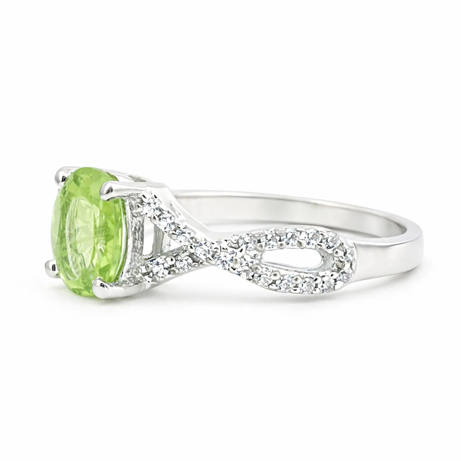 3.00 Ct. Green Amethyst Ring Oval Cut 925 Sterling Silver Eternity Band Fine Gif - view 2