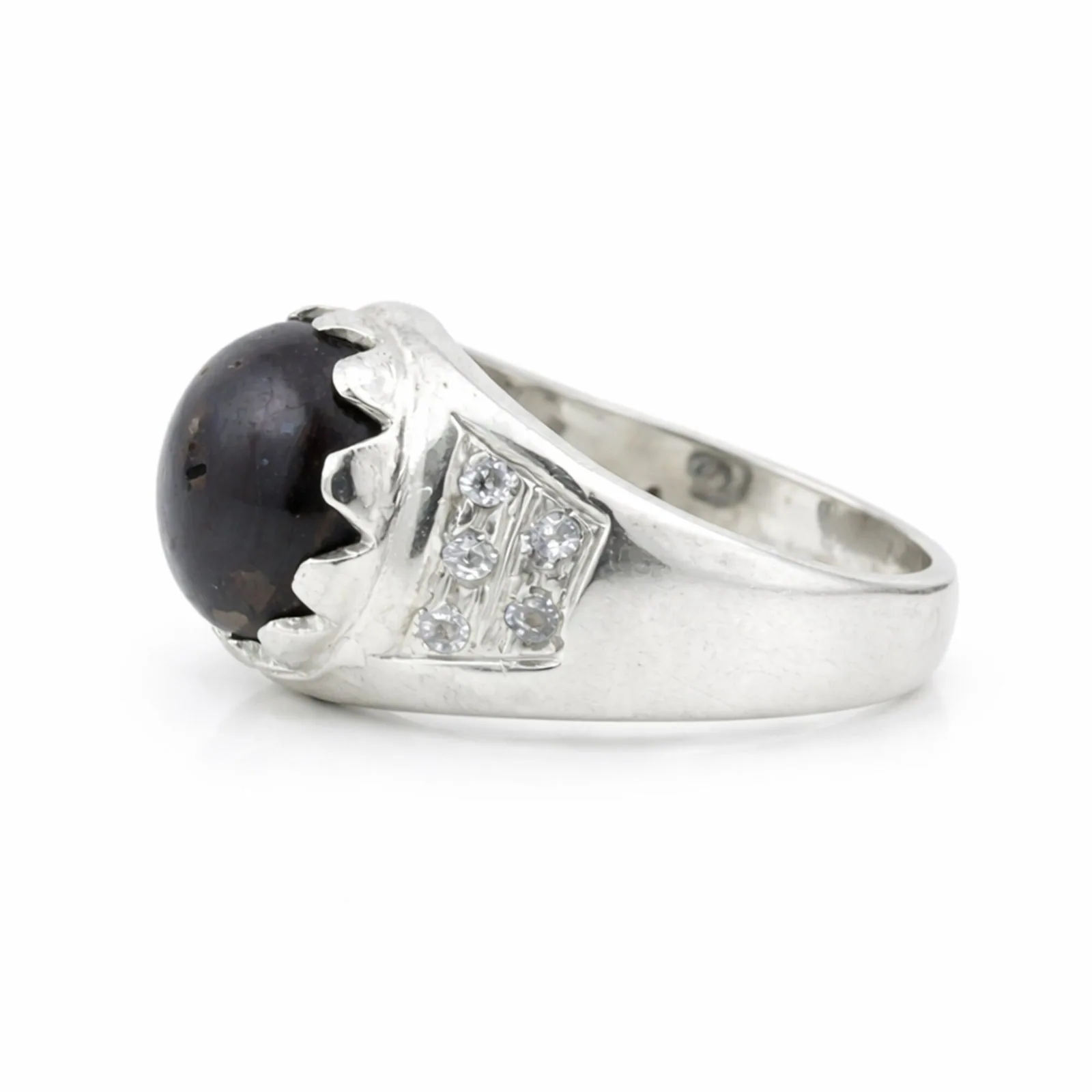 Black Pearl Solitaire Ring 7.50 Ct. Round Cut 925 Sterling Silver Stackable Band - view 2