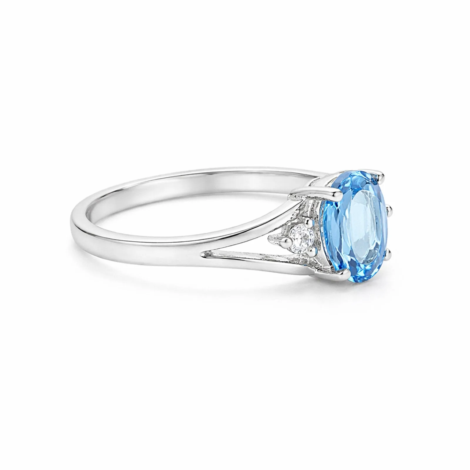 2.45 Ct. Blue Aquamarine Ring Oval Cut 925 Sterling Silver Eternity Band Fine Gi - view 2