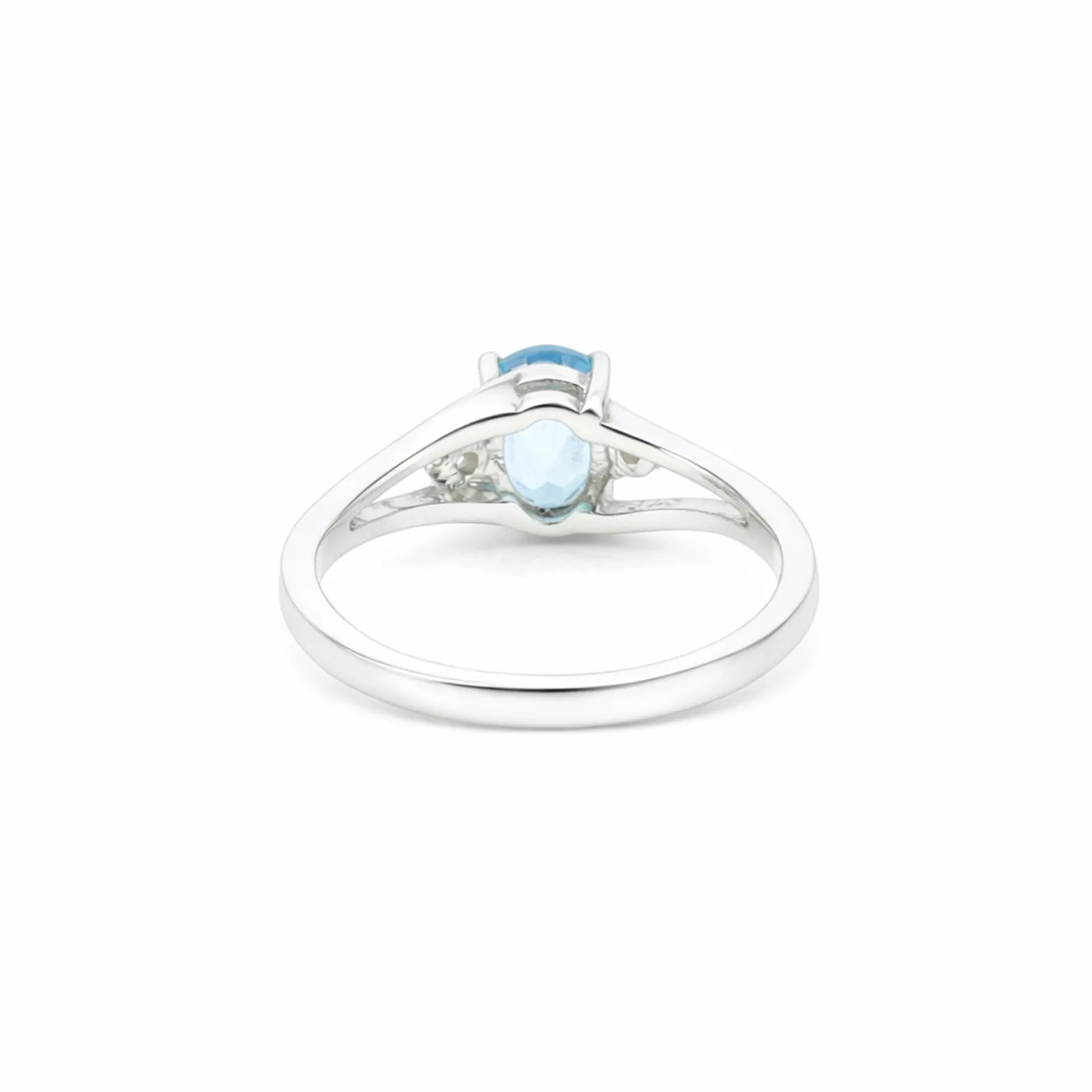 2.45 Ct. Blue Aquamarine Ring Oval Cut 925 Sterling Silver Eternity Band Fine Gi - view 3