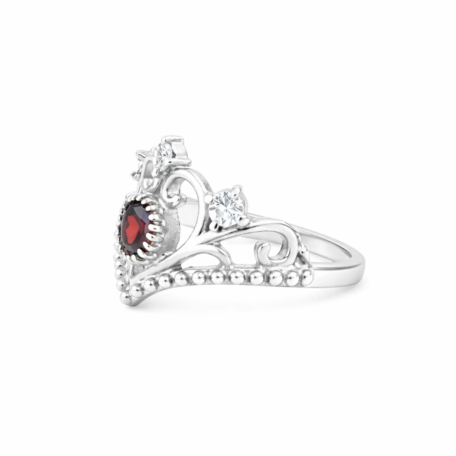 Red Garnet Solitaire Ring 4.50 Ct. Round Cut 925 Sterling Silver Stackable Band - view 2