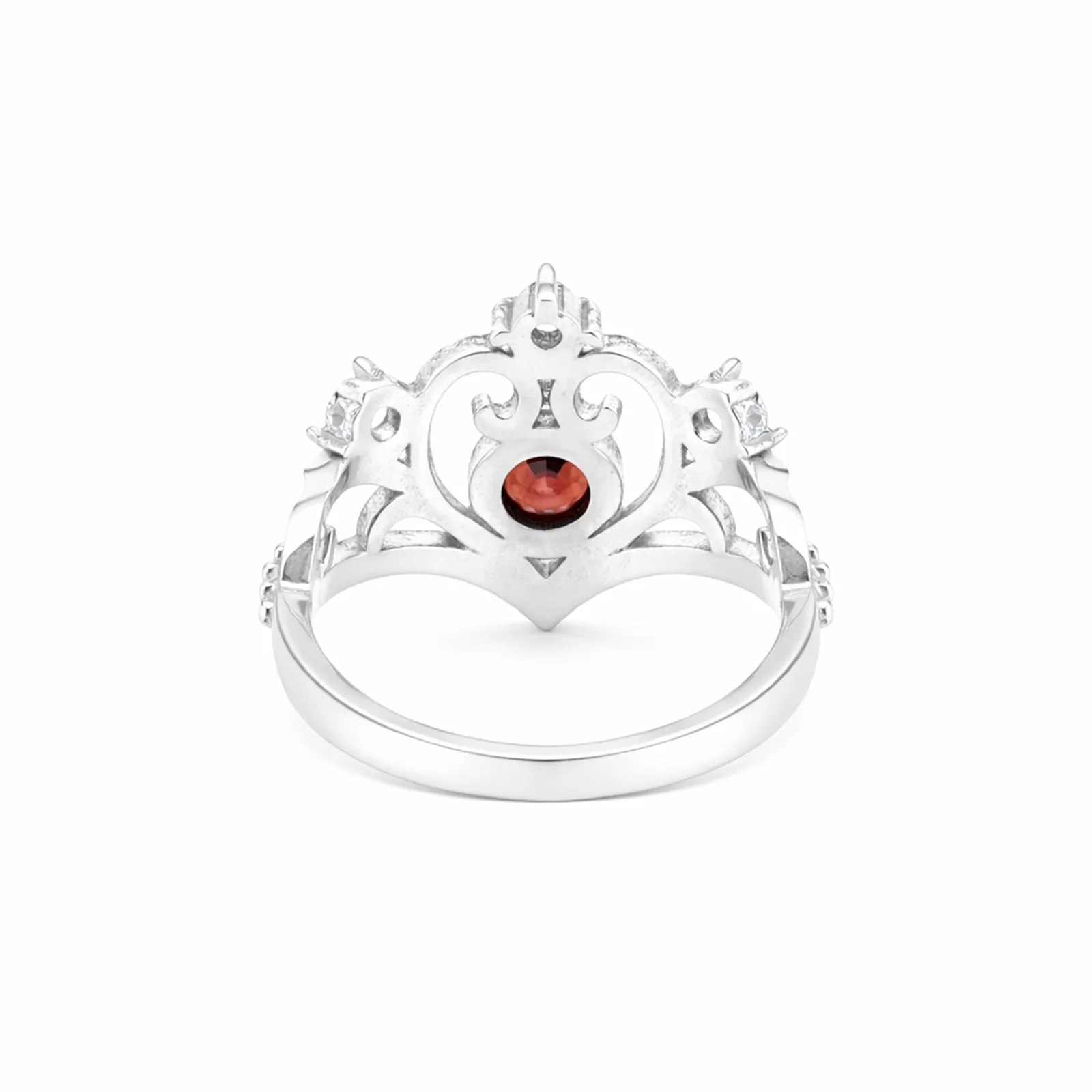 Red Garnet Solitaire Ring 4.50 Ct. Round Cut 925 Sterling Silver Stackable Band - view 3