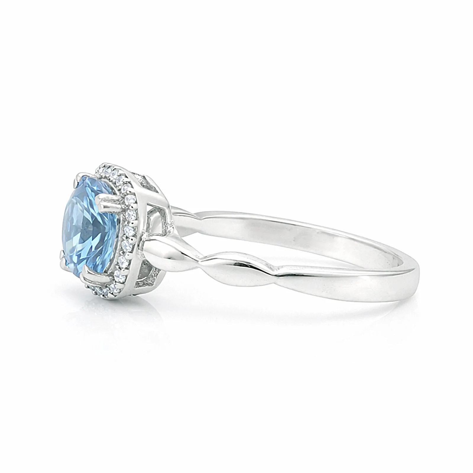 Certified Blue Aquamarine 5.50 Ct Round Cut Ring 925 Sterling Silver for Wedding - view 2