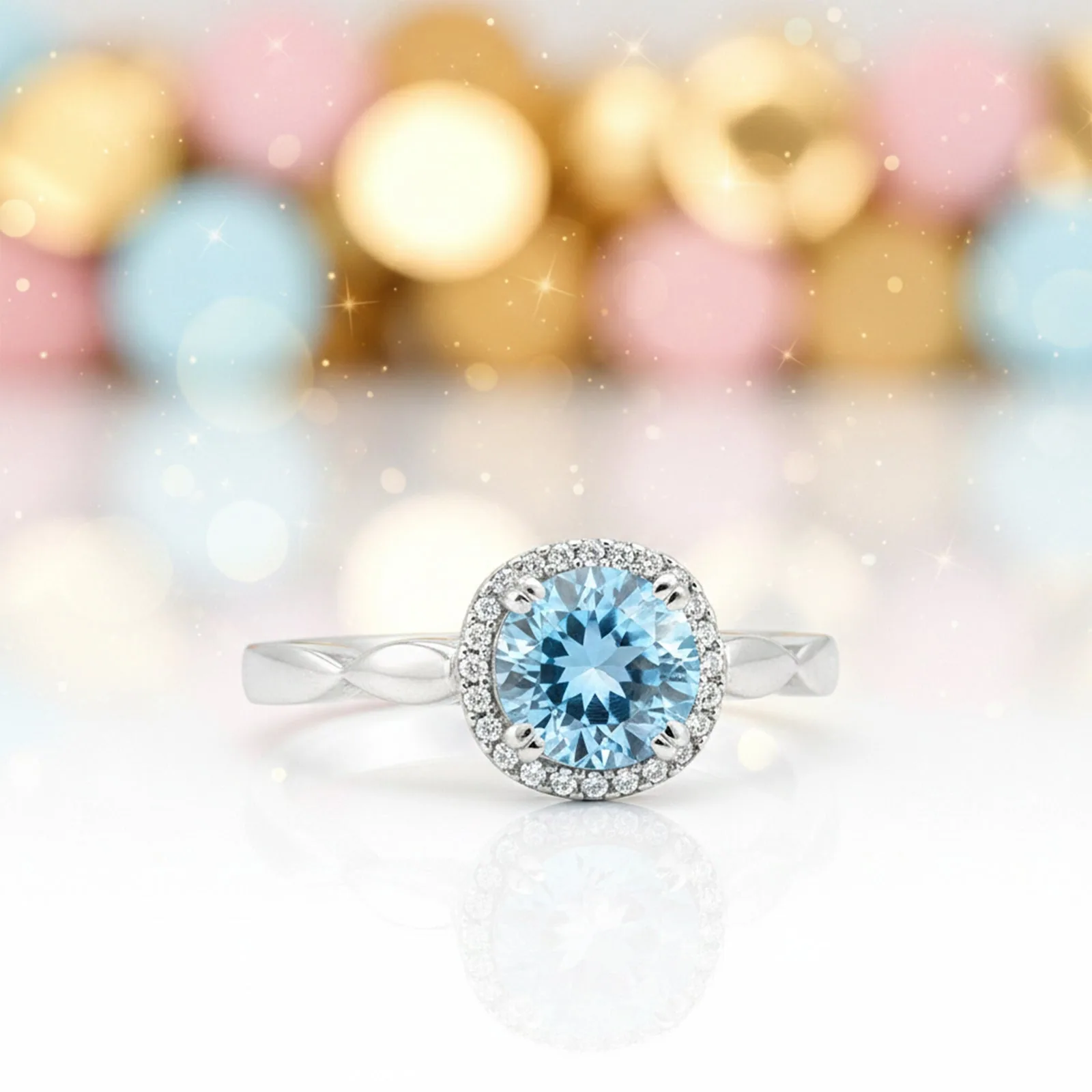 Certified Blue Aquamarine 5.50 Ct Round Cut Ring 925 Sterling Silver for Wedding - view 4