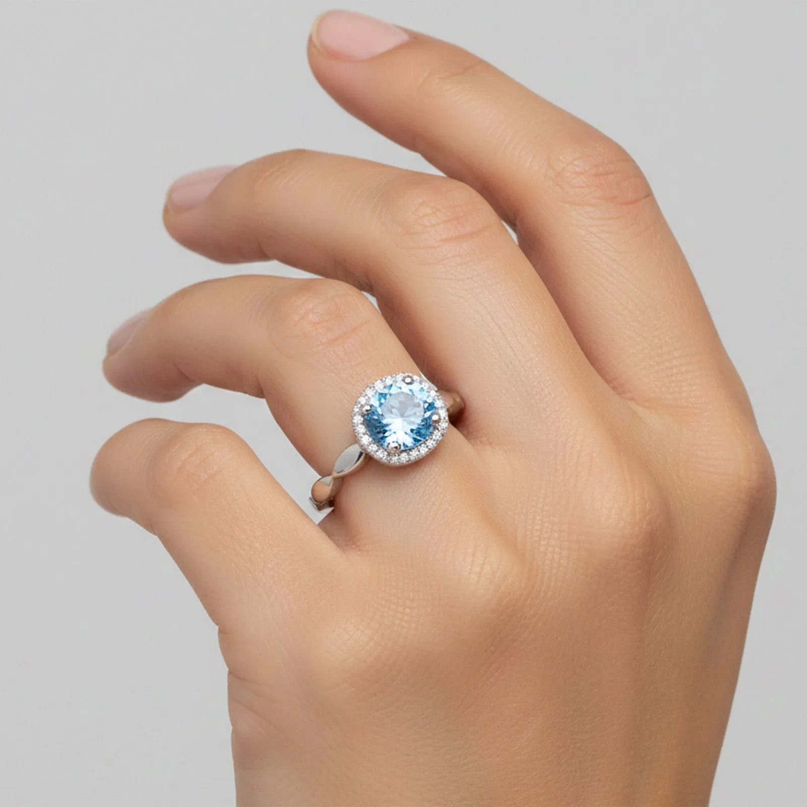 Certified Blue Aquamarine 5.50 Ct Round Cut Ring 925 Sterling Silver for Wedding - view 5