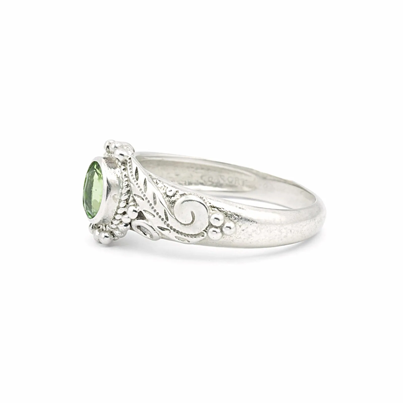 Certified Fashion Green Amethyst Oval Ring in 925 Sterling Silver for Her - view 2