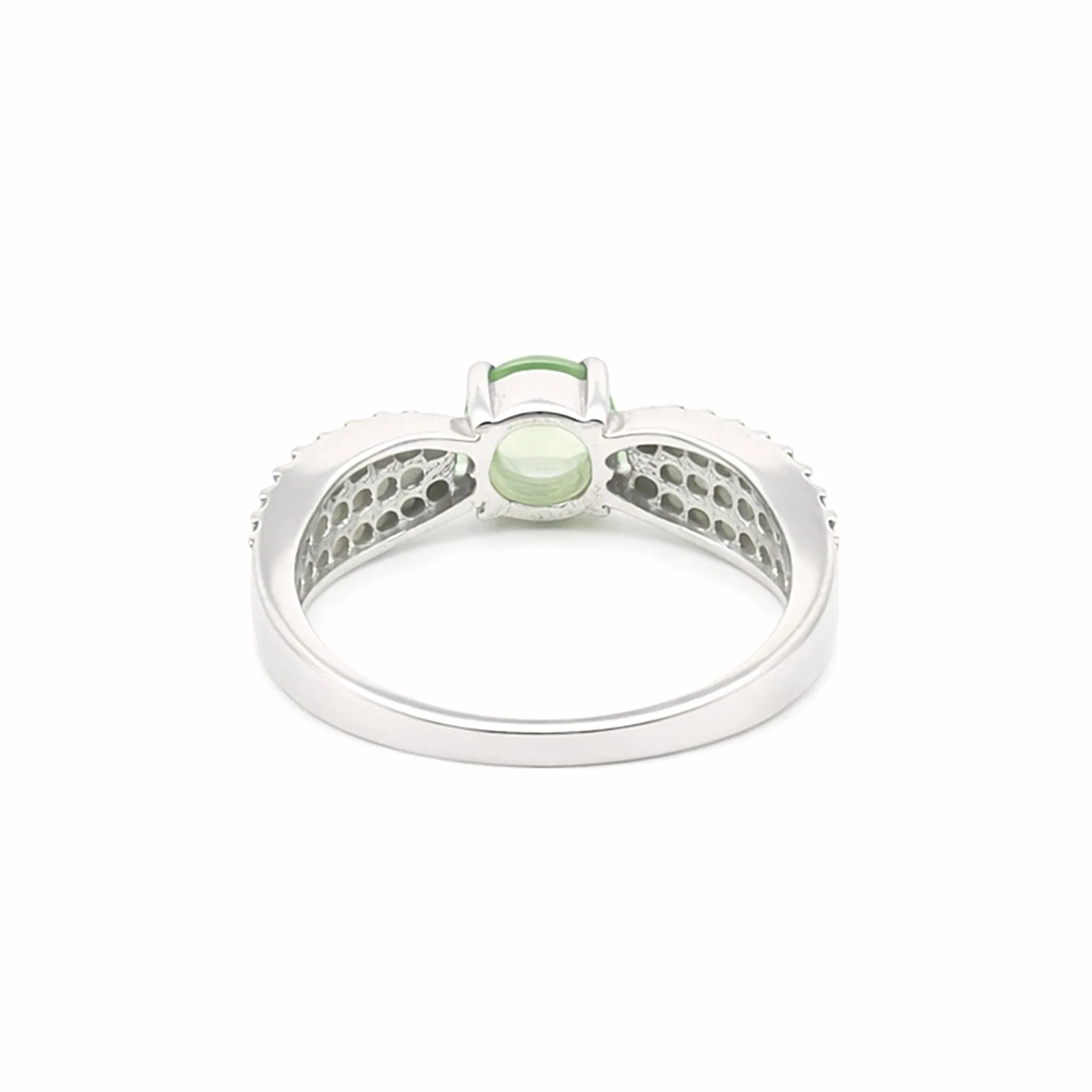 Green Amethyst 7.20 Ct Round Cut Ring in 925 Sterling Silver for Her Chic Design - view 3