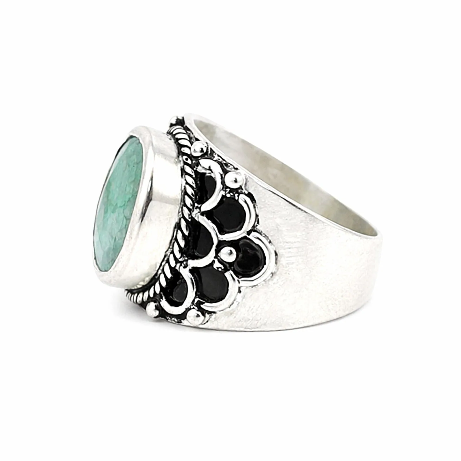 Green Emerald Ring Oval Cut 7.50 Ct 925 Sterling Silver Gift for Her Chic Design - view 2
