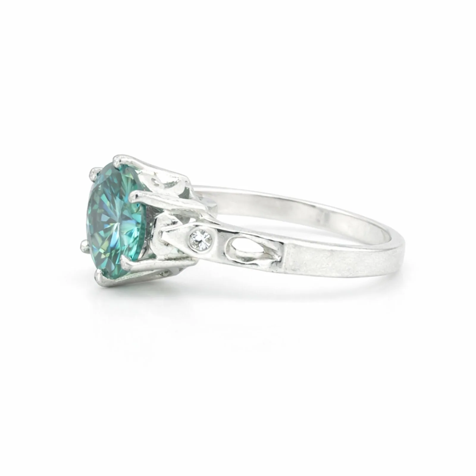 Blue Moissanite Ring 4.85 Ct Round Cut 925 Sterling Silver for Wedding - view 2