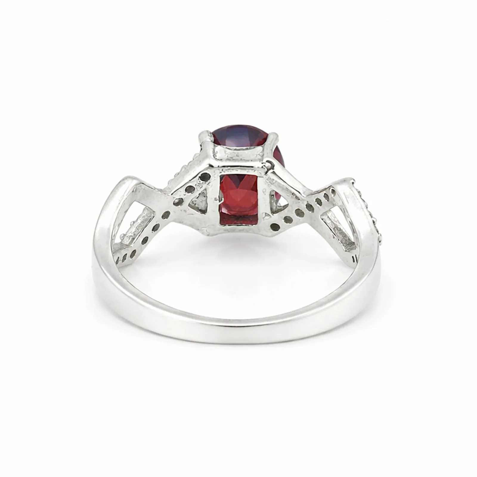 Certified Red Garnet Oval Ring Crafted in 925 Sterling Silver Gift for Her - view 3