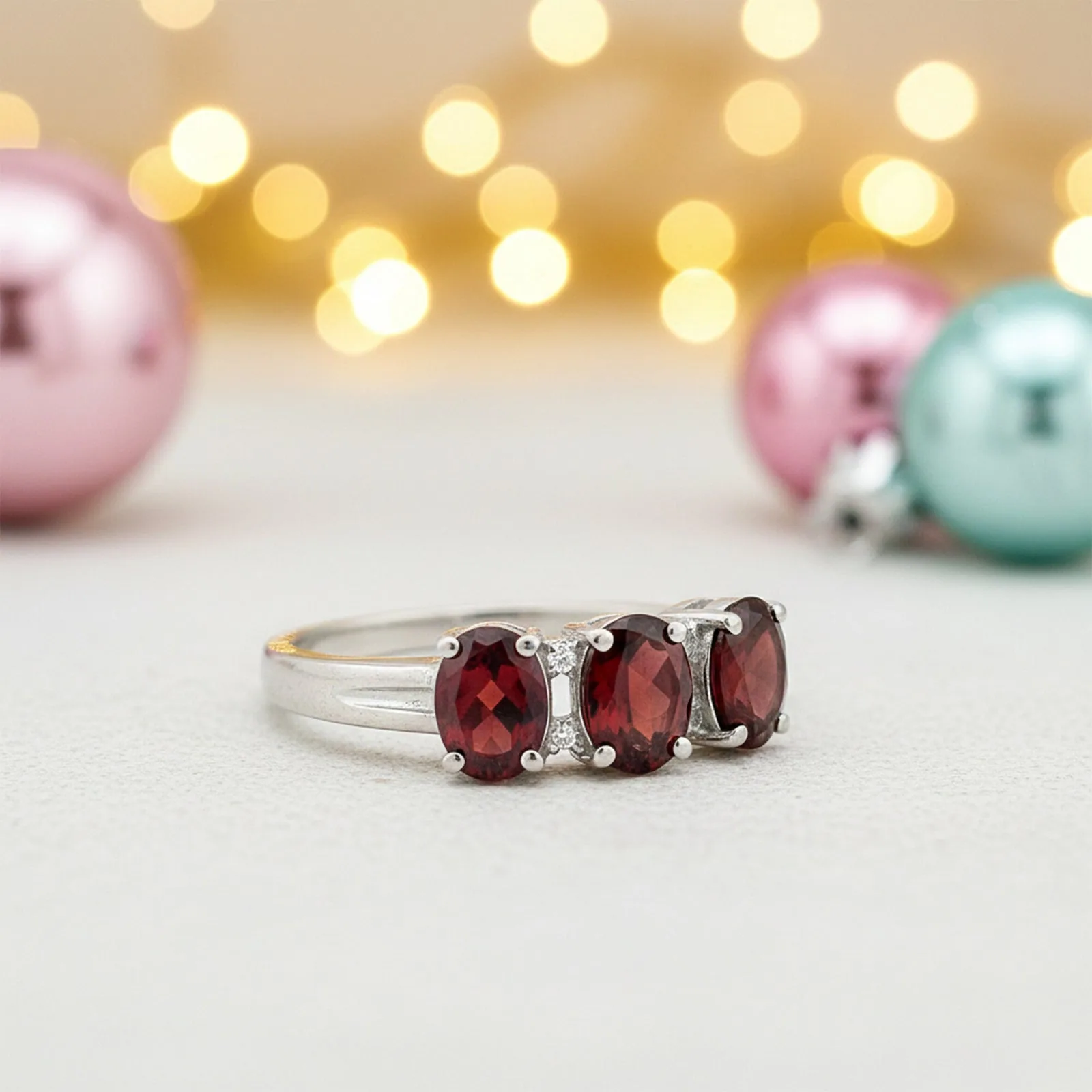 Red Garnet Ring Oval Cut 2.50 Ct 925 Sterling Silver for Her Trendy Pick - view 4