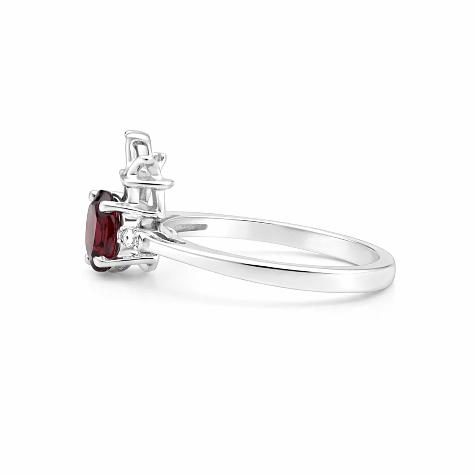 925 Sterling Silver Oval Cut Red Garnet Ring 3.46 Ct for Her Trendy Pick - view 2
