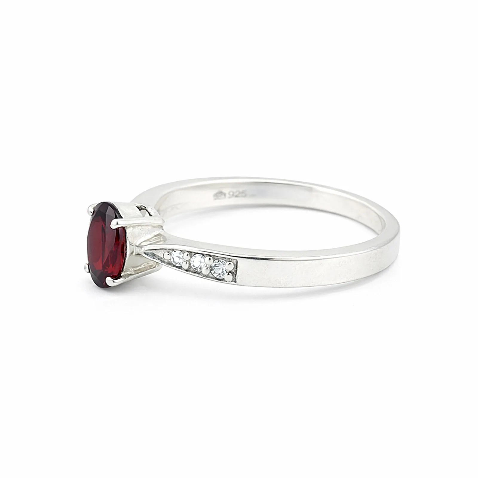 925 Sterling Silver Oval Cut Red Garnet Ring 9.00 Ct for Her Trendy Pick - view 2
