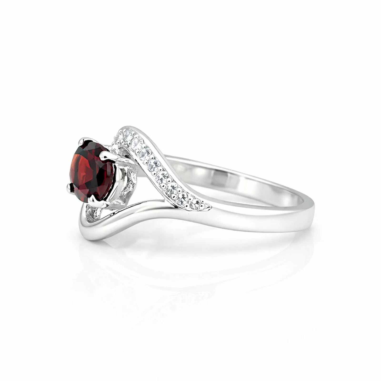 Red Garnet Oval Ring Set in 925 Sterling Silver for Her Statement Piece - view 2