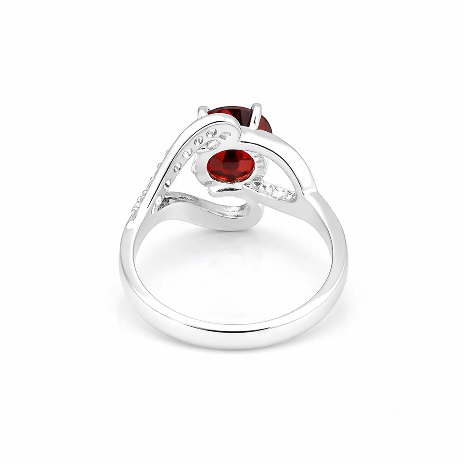 Red Garnet Oval Ring Set in 925 Sterling Silver for Her Statement Piece - view 3