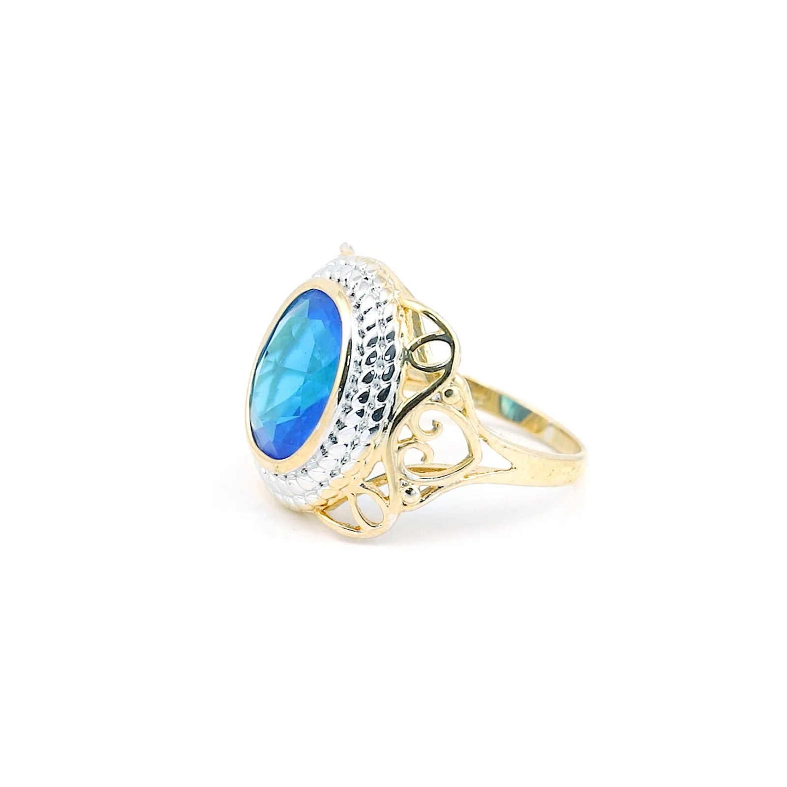 Handmade Oval Cut Blue Topaz Ring in 925 Sterling Silver for Wedding Chic Design - view 2