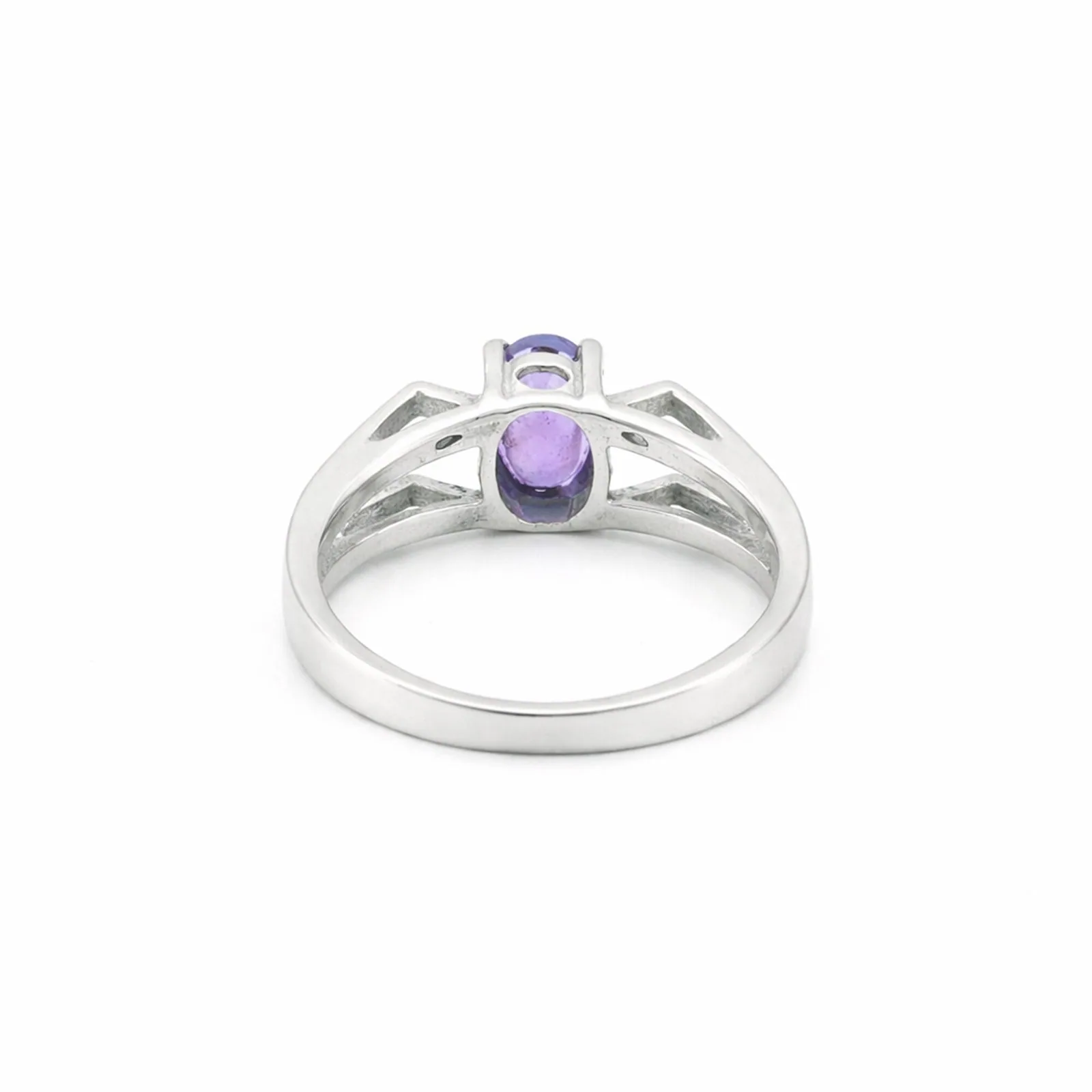 Luxury Purple Amethyst Oval Ring in 925 Sterling Silver for Women Chic Design - view 3