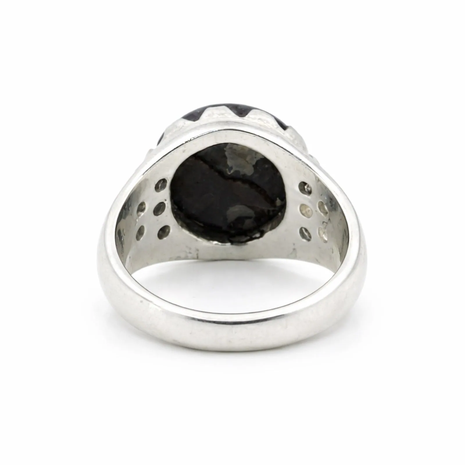 1.24 Ct Black Pearl Round Ring in 925 Sterling Silver for Her Statement Piece - view 3